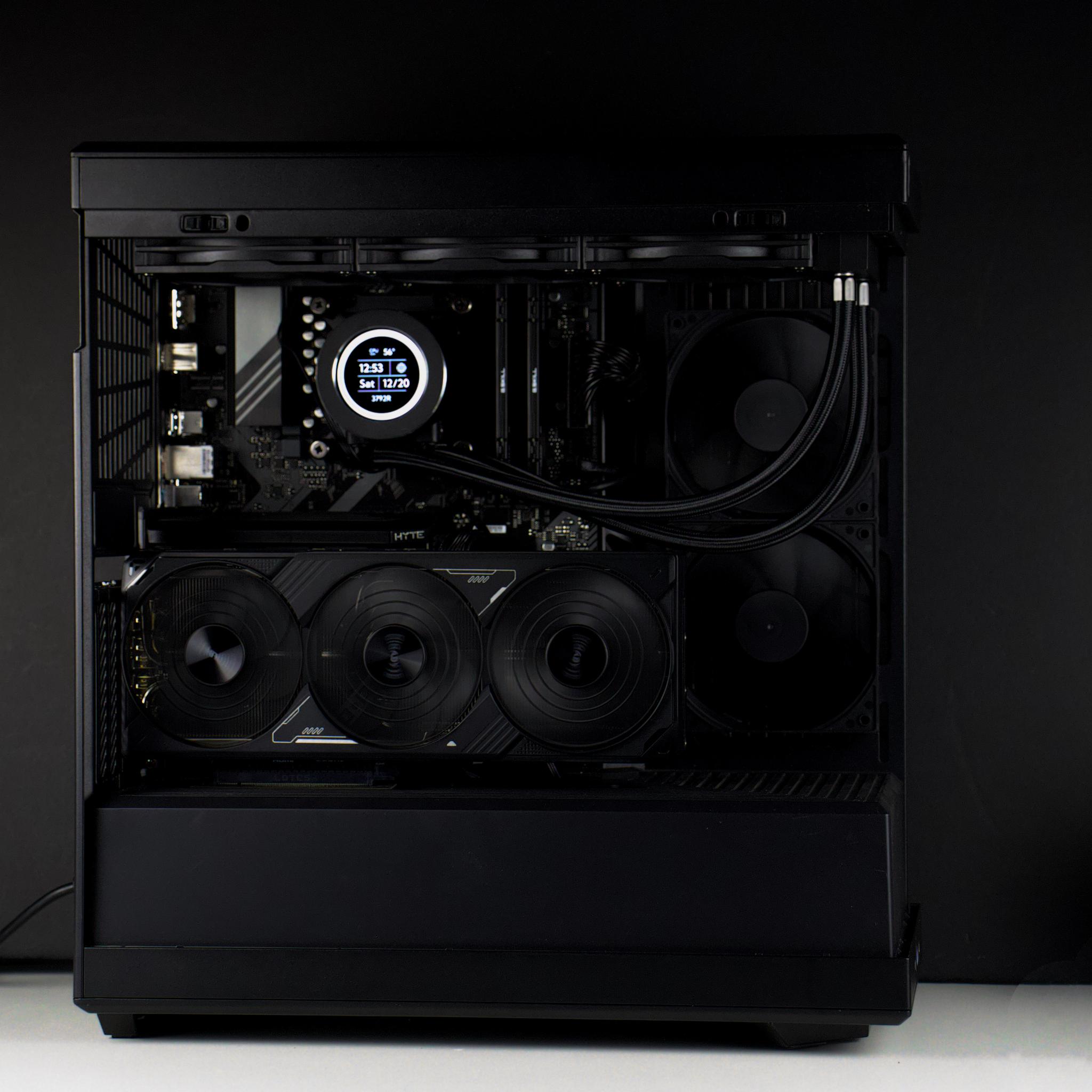 ⚫⚡🗡️Nightfall - Blackout 4K/1440P Gaming PC | RTX 5070 TI, Ryzen 7 9700X, 32GB RAM, 2TB SSD | LCD⚡