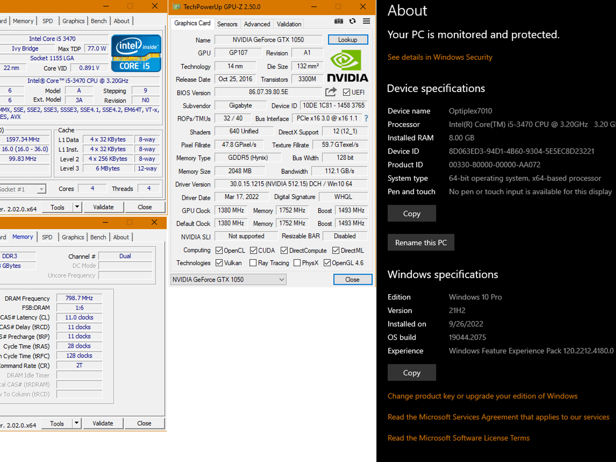 PC for sale! Intel i5-3470, GTX 1050 2GB, 8GB DDR3 RAM, 250GB SSD, Dell Optiplex