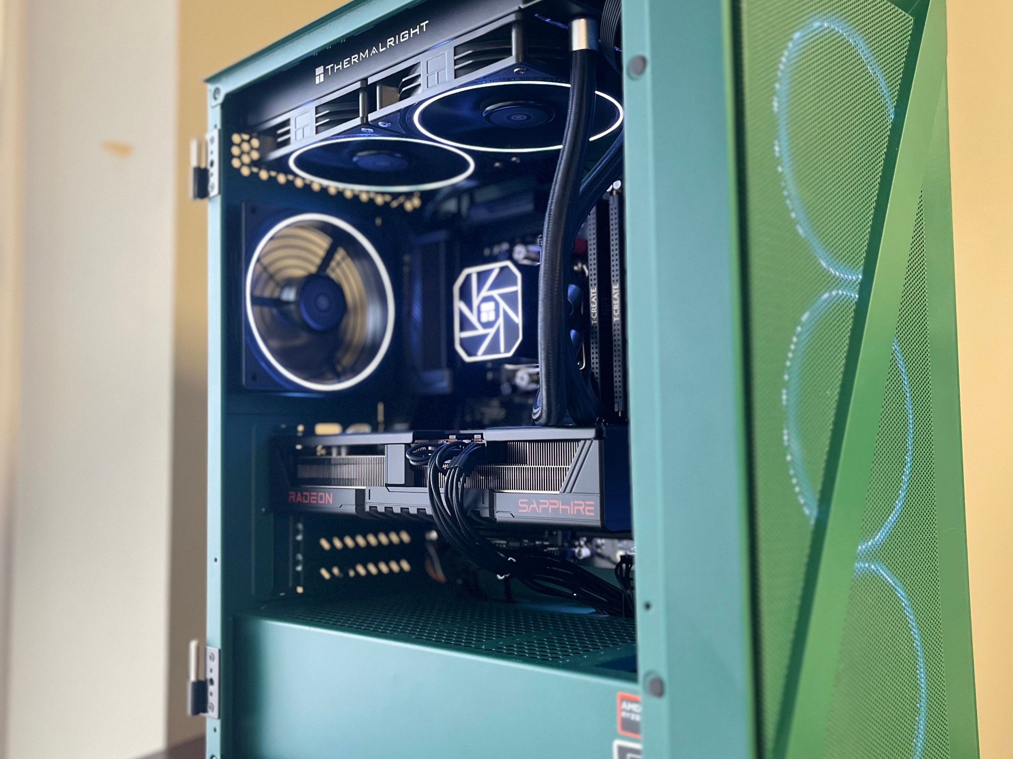 GREEN GOBLIN!!! MicroATX build with AMD Ryzen 9600X and 9070, 32GB DDR5, 2TB SSD
