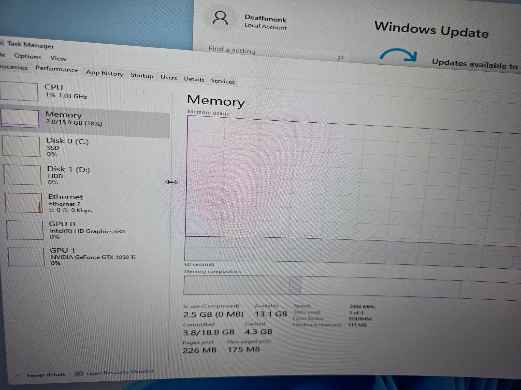 Upgradeable Asus ROG GL753V with 1050 Ti 1080P Gaming Laptop - SSD256+1T HDD - Works But Needs Work