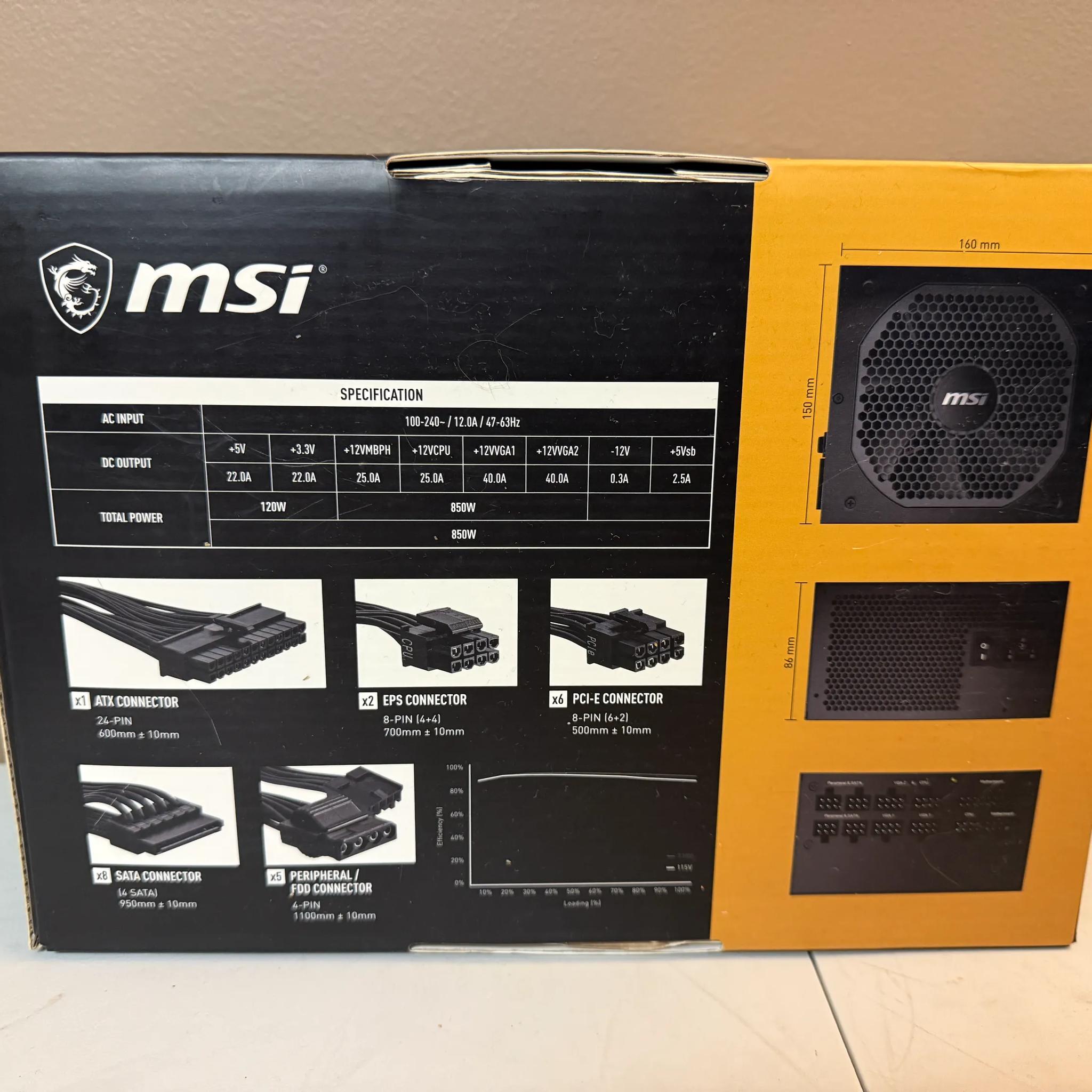 MSI MPG A850GF Power Supply
