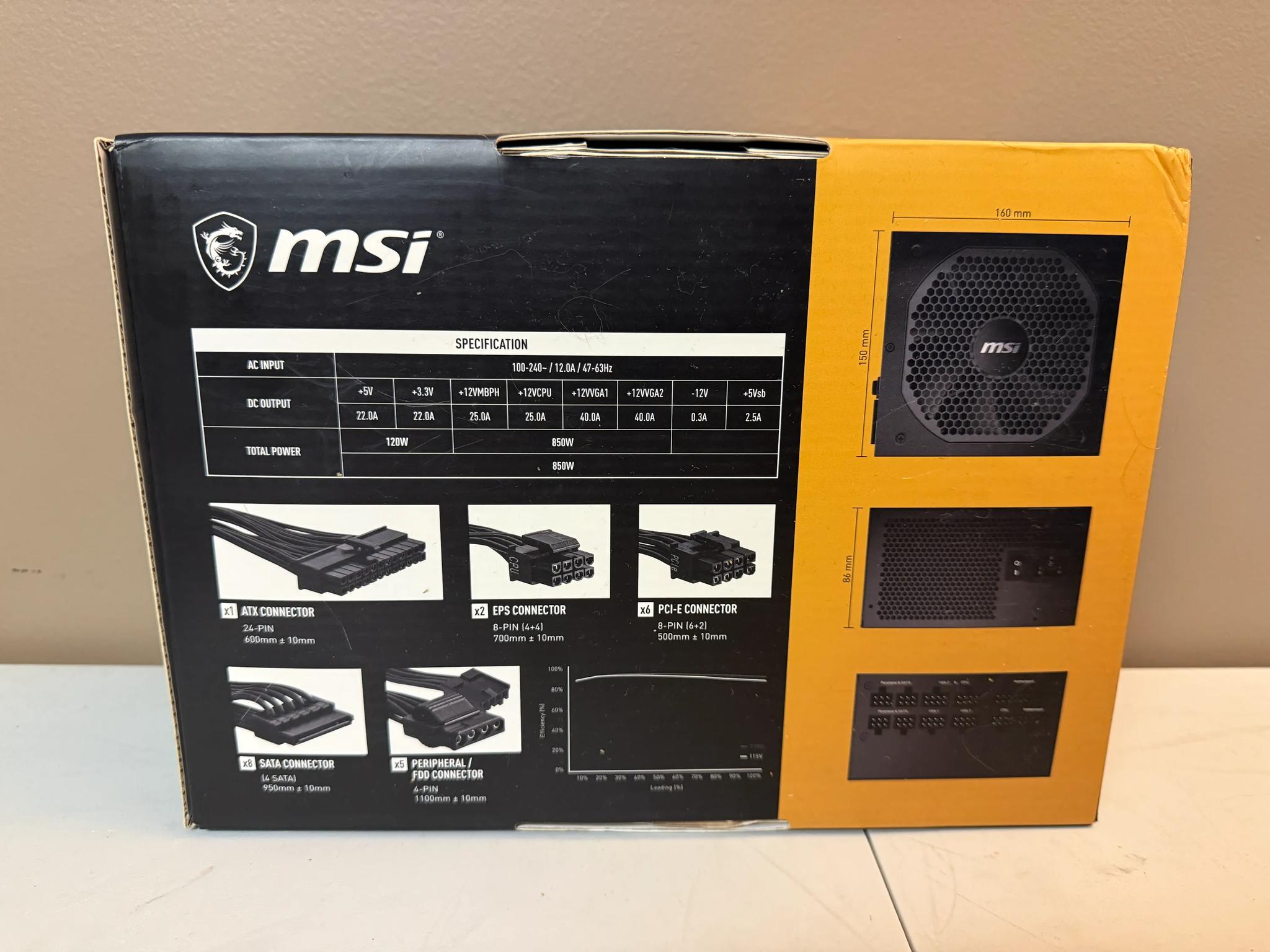MSI MPG A850GF Power Supply