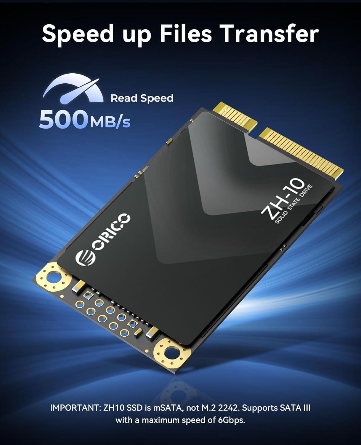 ORICO 256GB mSATA SSD SATA III 6Gbps 3D NAND Internal Solid State Laptops Ultrabooks Desktop-ZH10