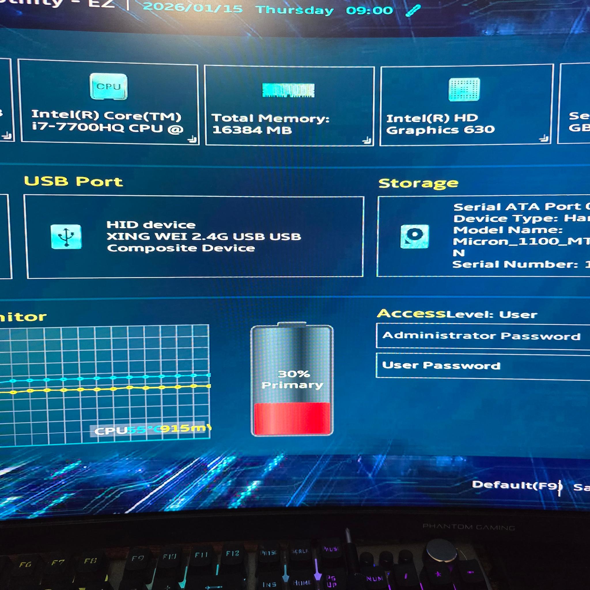 Upgradeable Asus ROG GL753V with 1050 Ti 1080P Gaming Laptop - SSD256+1T HDD - Works But Needs Work