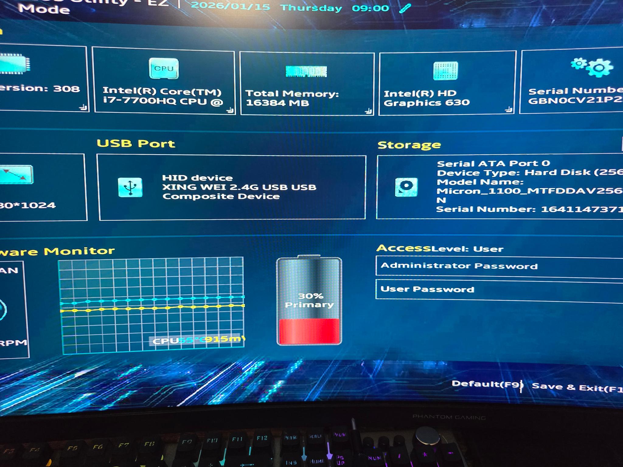 Upgradeable Asus ROG GL753V with 1050 Ti 1080P Gaming Laptop - SSD256+1T HDD - Works But Needs Work