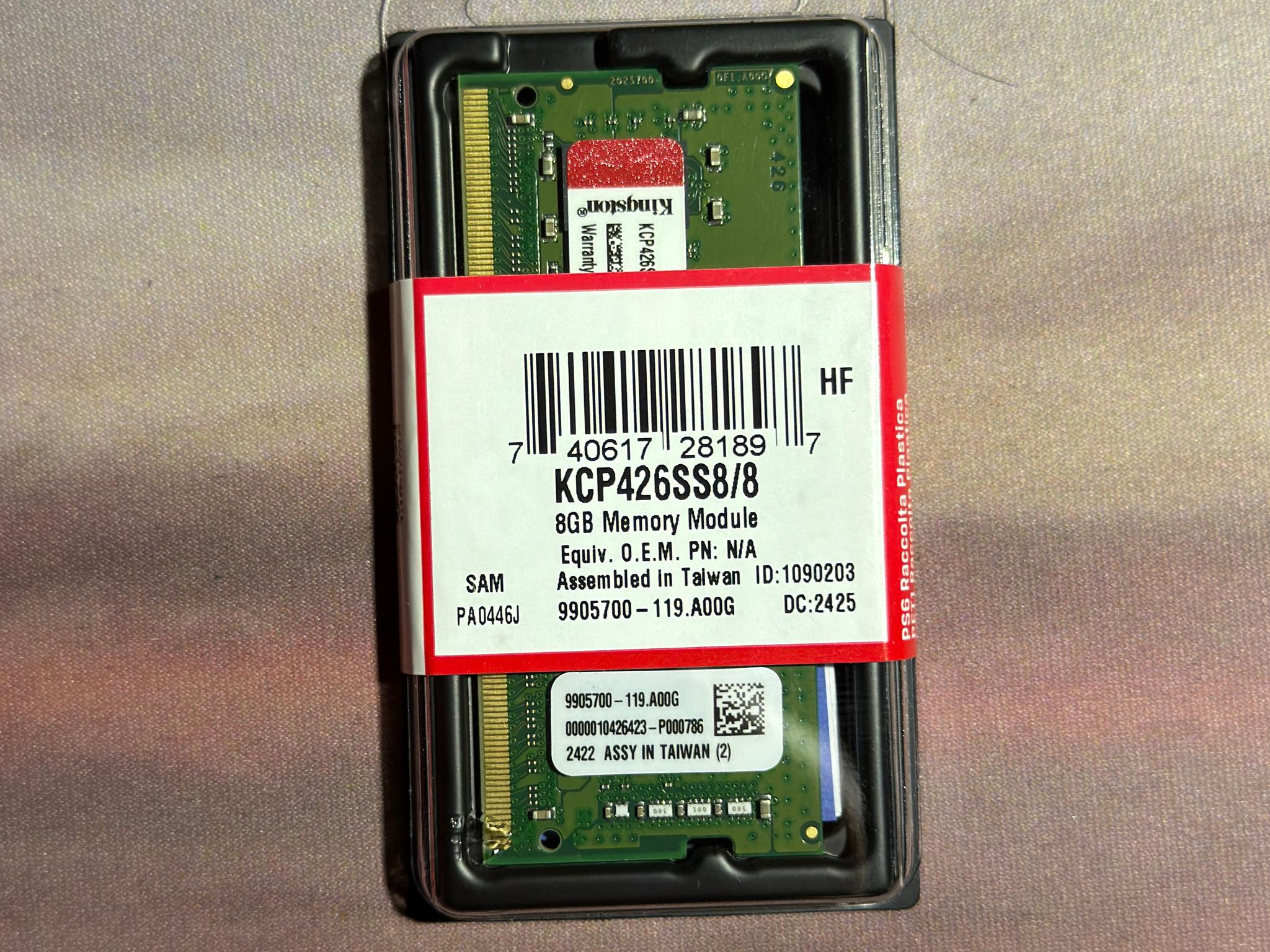 Kingston KCP426SS8/8 8GB DDR4 2666MHz SODIMM Laptop Memory - New in Package