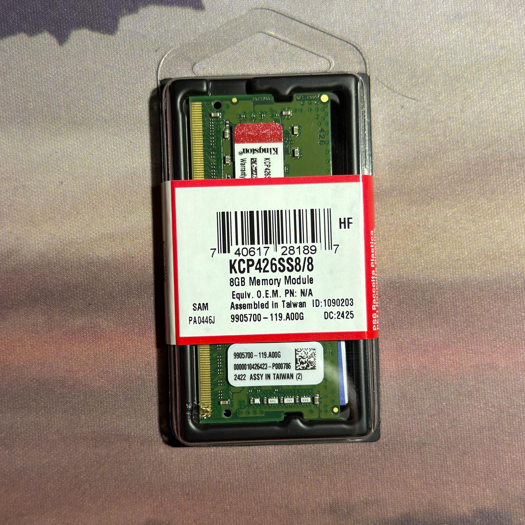 Kingston KCP426SS8/8 8GB DDR4 2666MHz SODIMM Laptop Memory - New in Package
