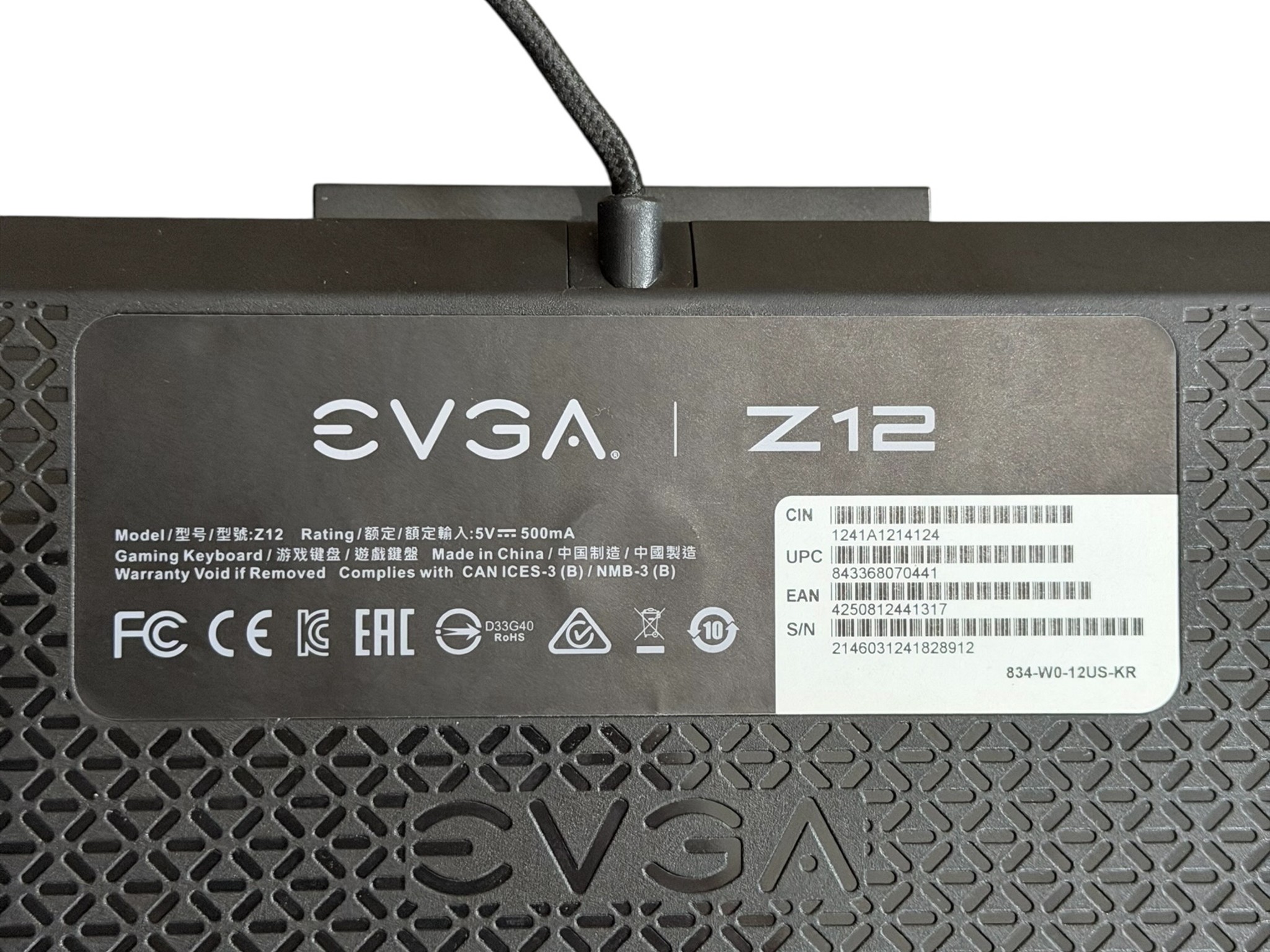 EVGA Z12 Gaming RGB Wired Mechanical Keyboard with Leather Wrist Pad