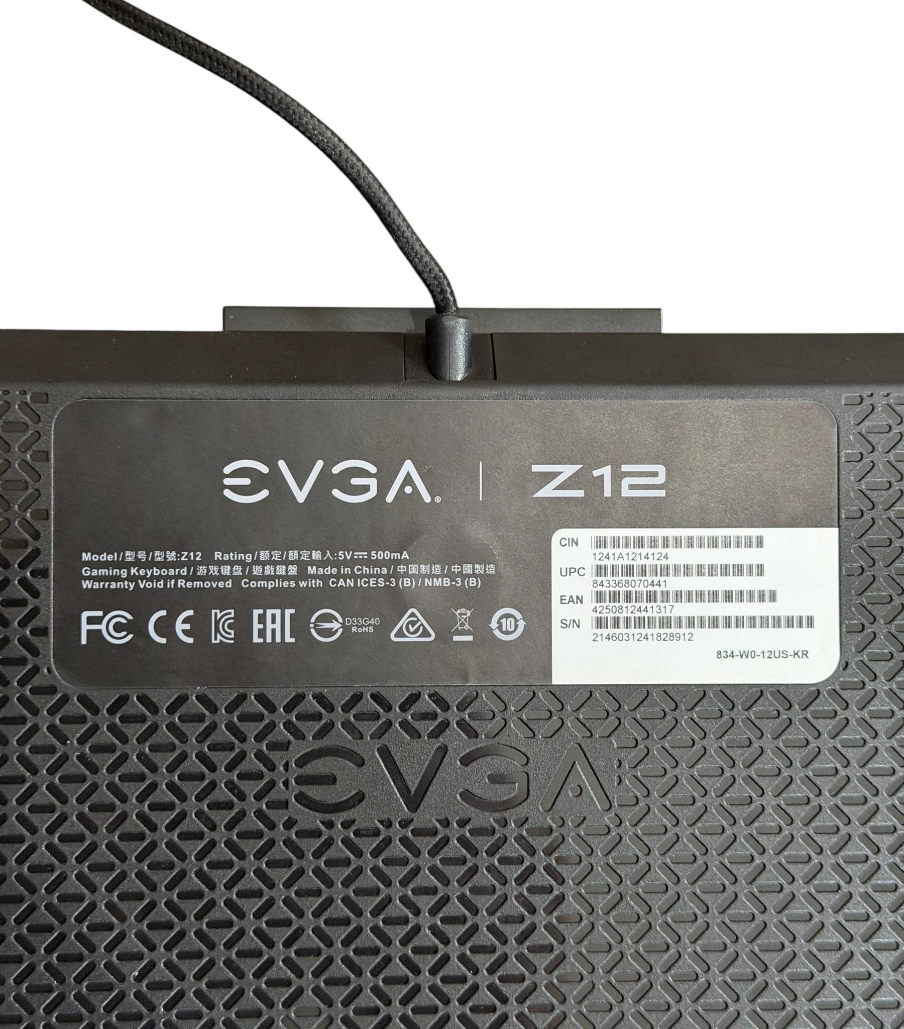EVGA Z12 Gaming RGB Wired Mechanical Keyboard with Leather Wrist Pad