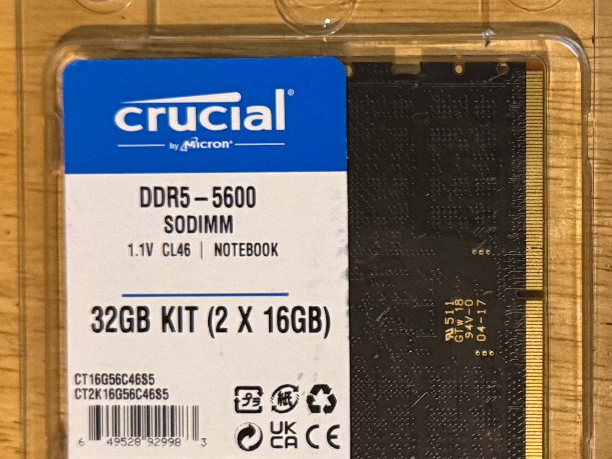 Crucial Laptop 32GB (2x16) - DDR5 - CL46 - BRAND NEW NEVER USED