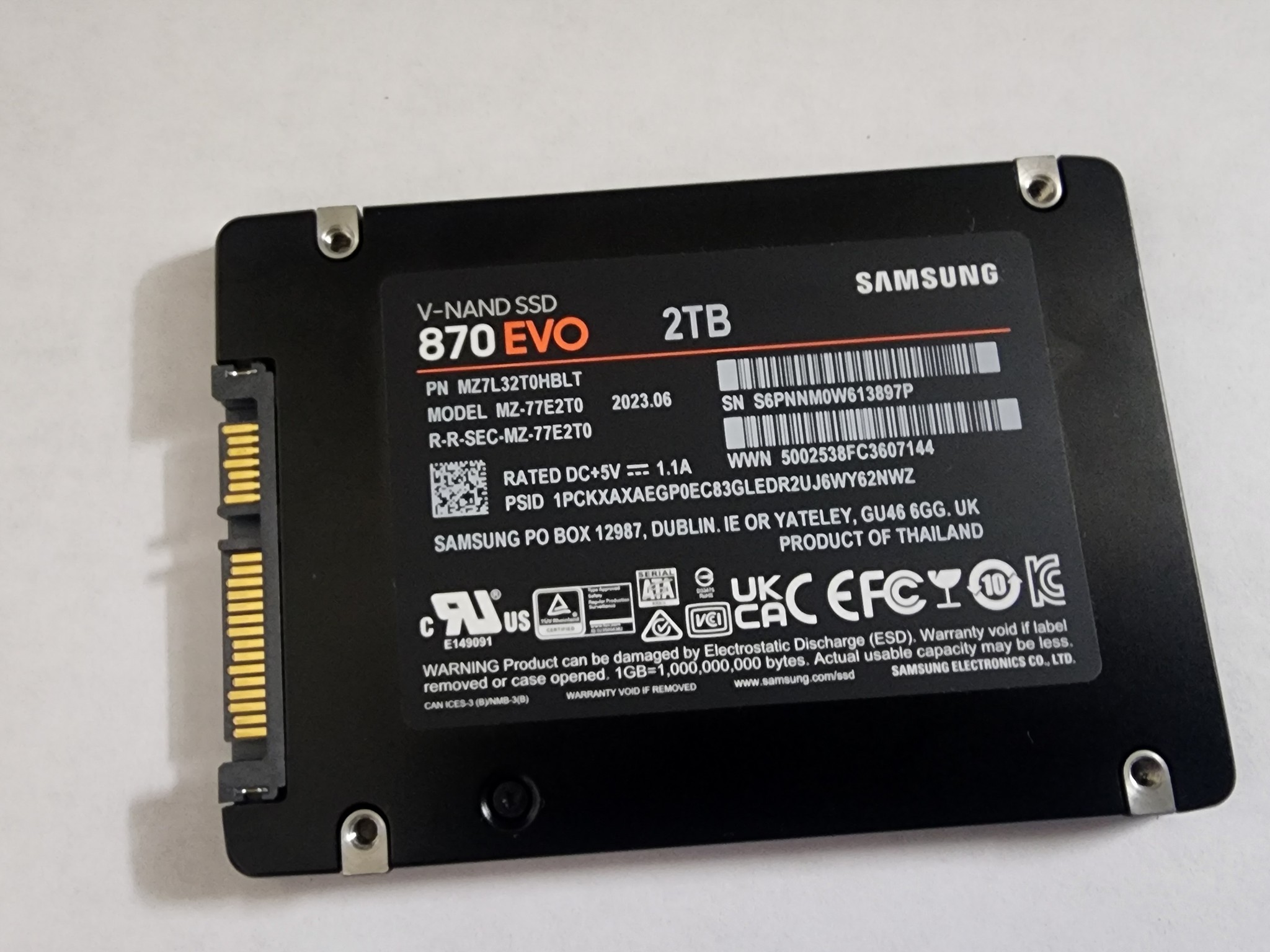 Samsung Electronics 870 EVO 2TB 2.5 Inch SATA