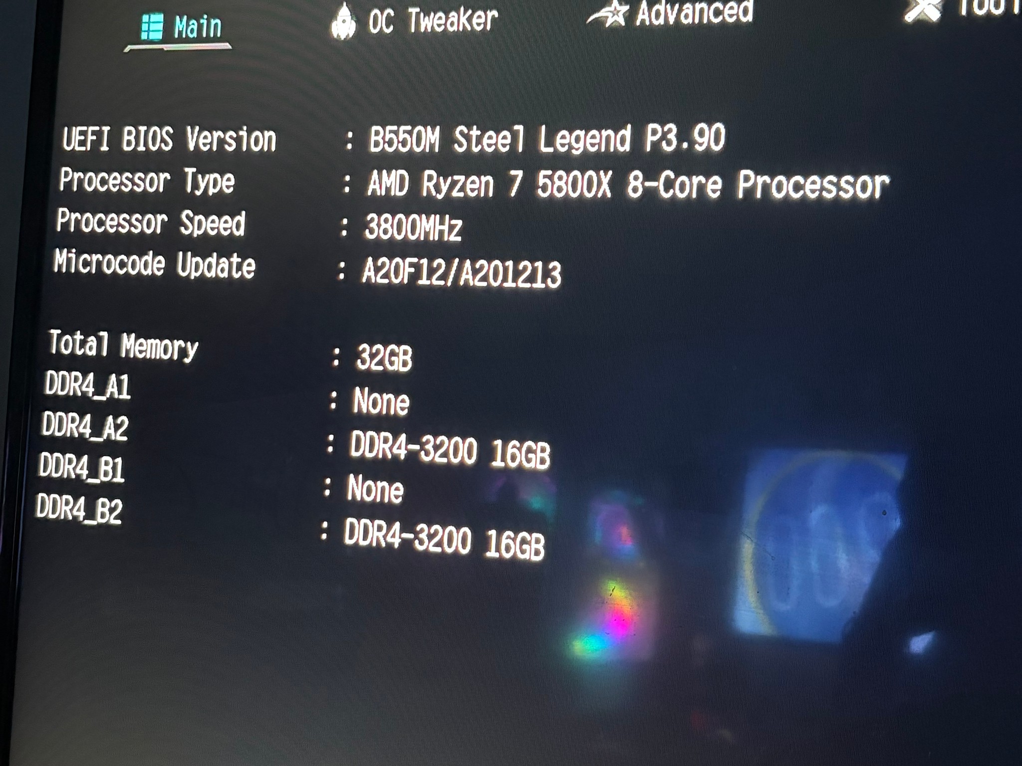 Ryzen 7 5800x, 32gb ddr4 3200mts cl16, asrock b550m steel legend motherboard