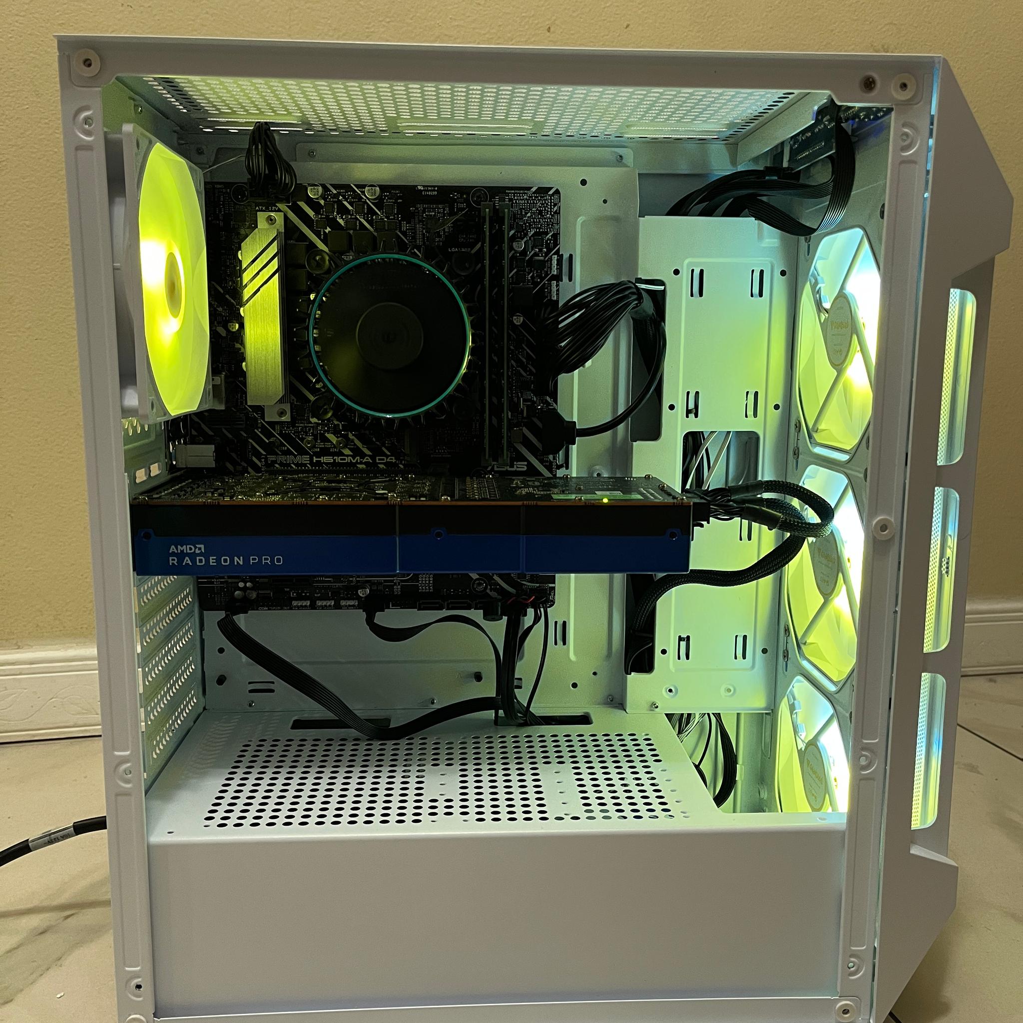 Intel i3-12100, AMD W5700 8GB, 16GB RAM, 500 GB SSD, Workstation Gaming PC w/ Wi-Fi + Bluetooth