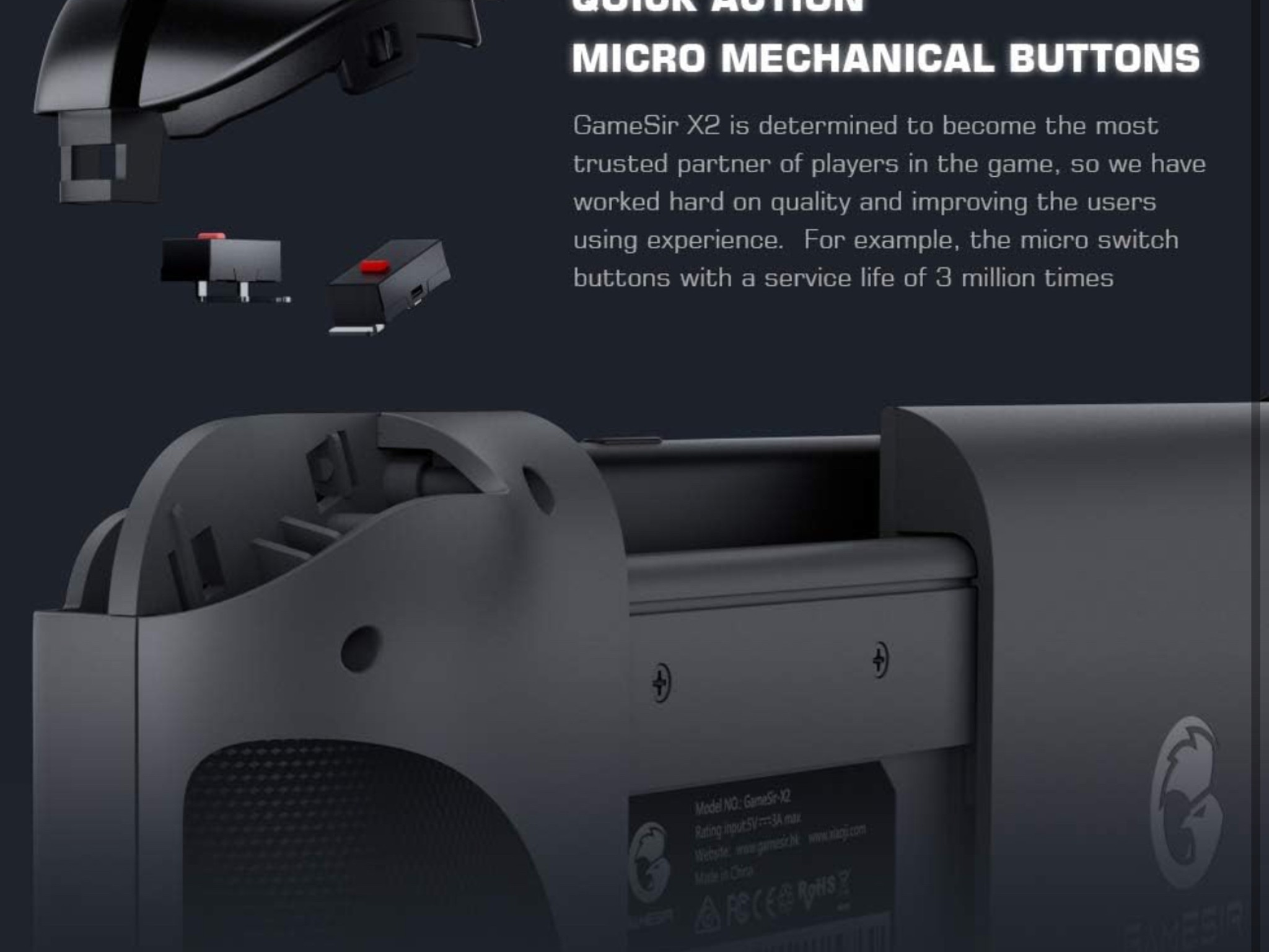 GameSir X2 Bluetooth Mobile Game Controller, Bluetooth 5.0 Support Android/iOS