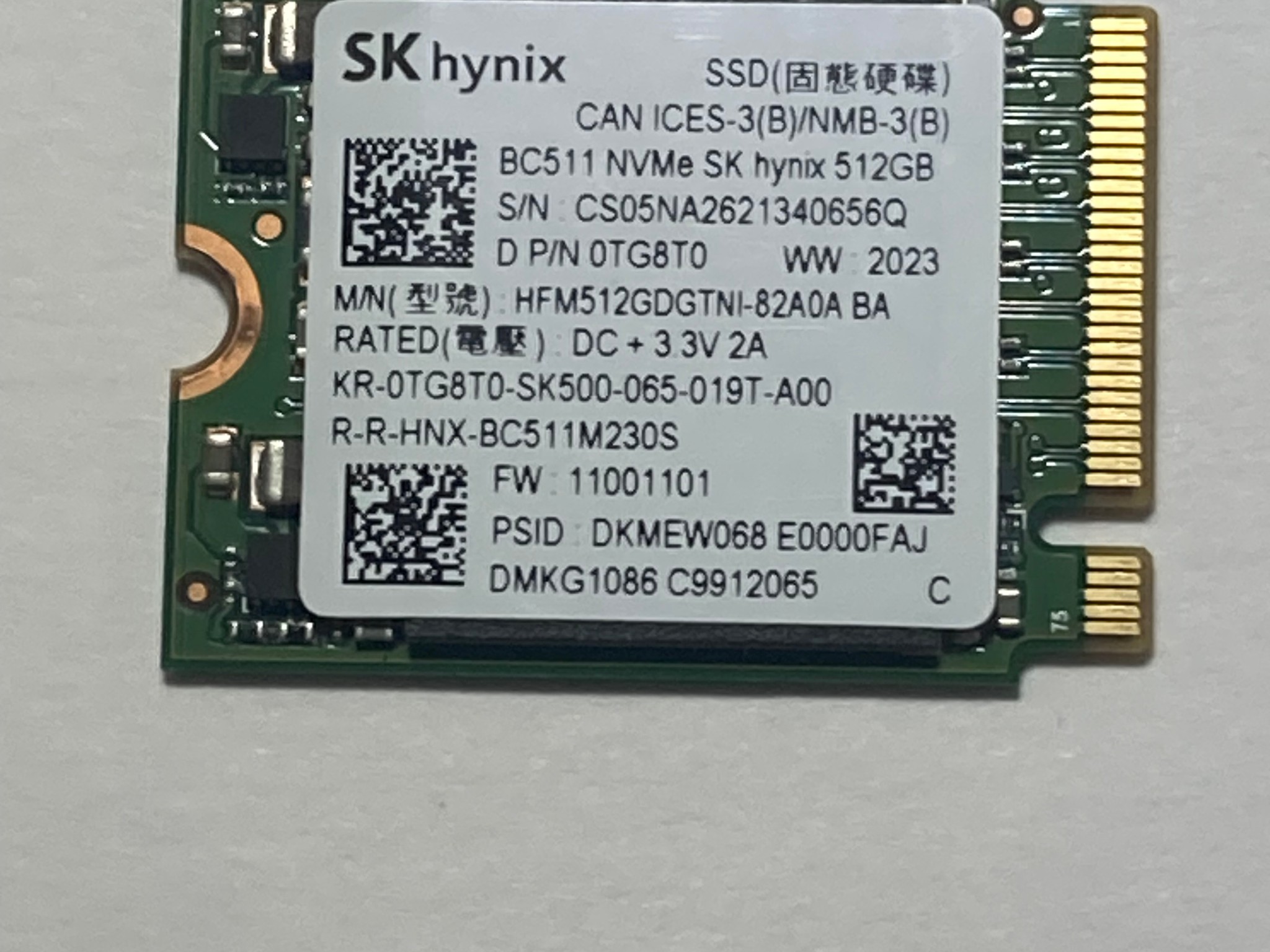 512 GB M.2 NVME SSD SK Hynix | 2230 Gen3x4 | Solid State Drive | Hard Drive| 100% Health