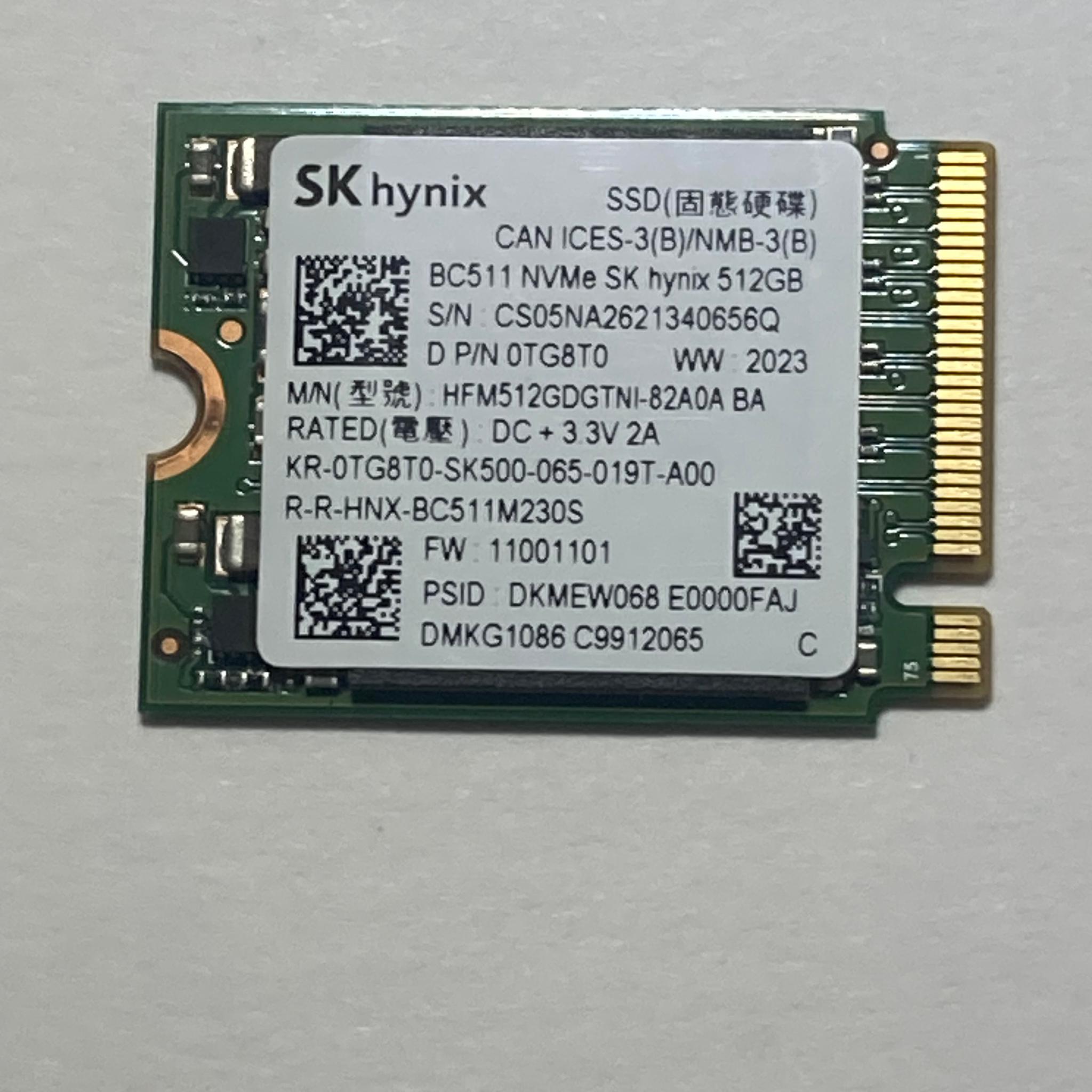 512 GB M.2 NVME SSD SK Hynix | 2230 Gen3x4 | Solid State Drive | Hard Drive| 100% Health