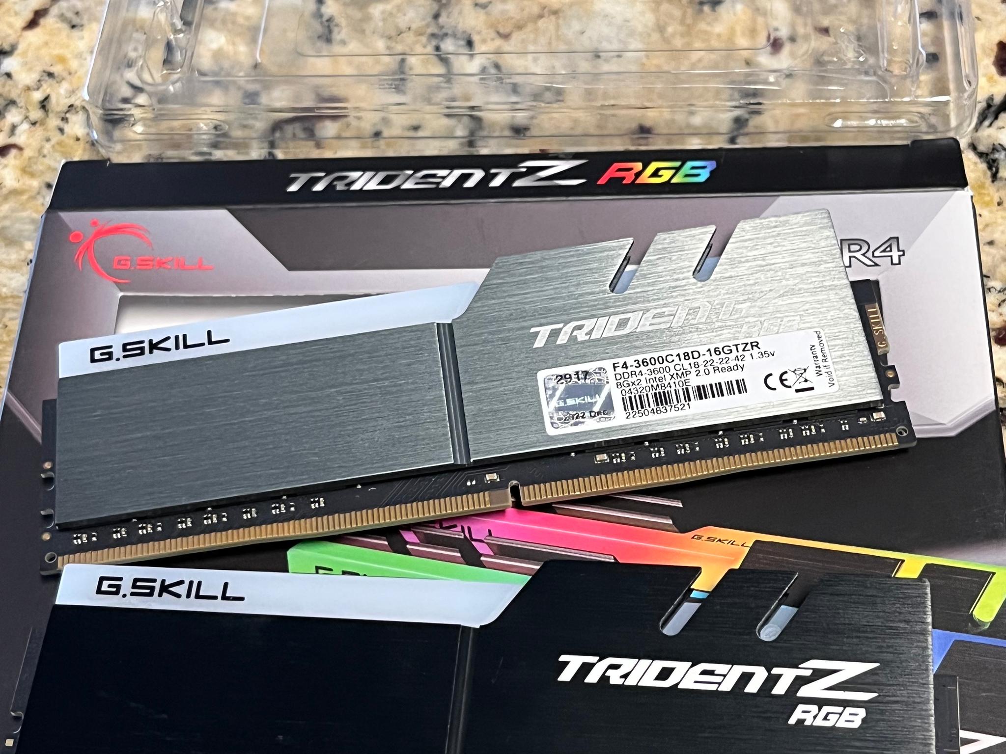G. Skill Trident Z RGB 16GB 2x8 3600mhz For Intel