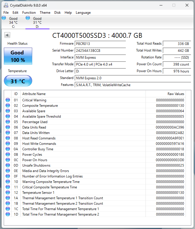 Crucial T500 M.2 2280 4TB (SSD)