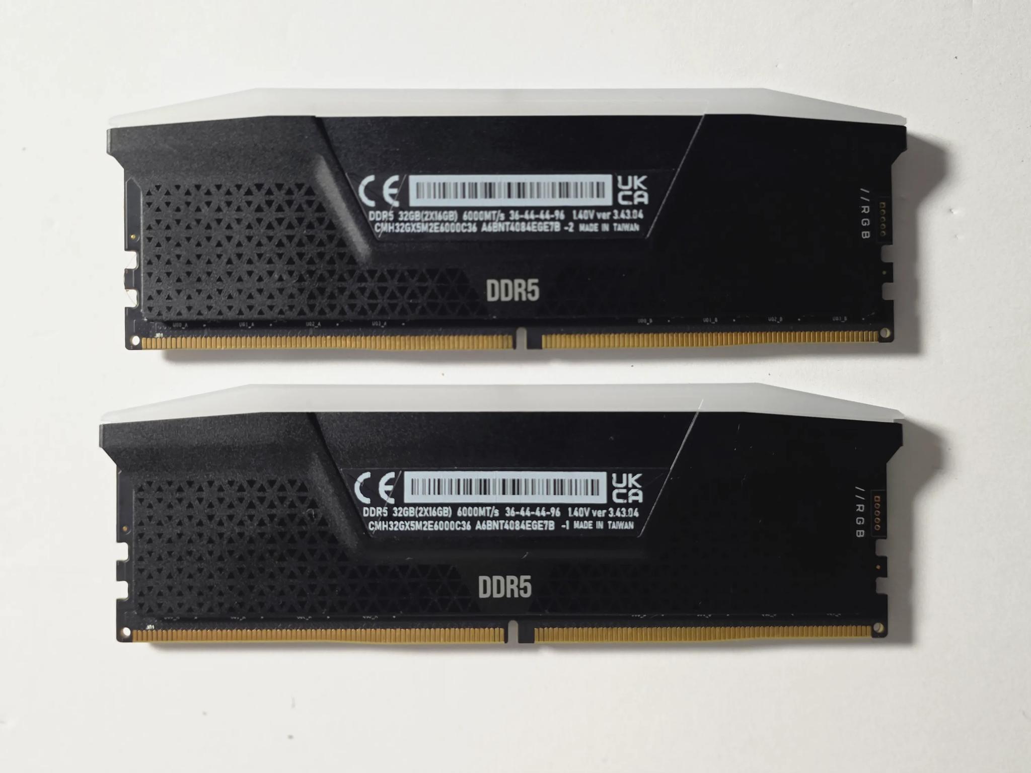 CORSAIR VENGEANCE RGB DDR5 RAM 32GB (2x16GB) 6000MHz CL36 Black (CMH32GX5M2E6000C36)