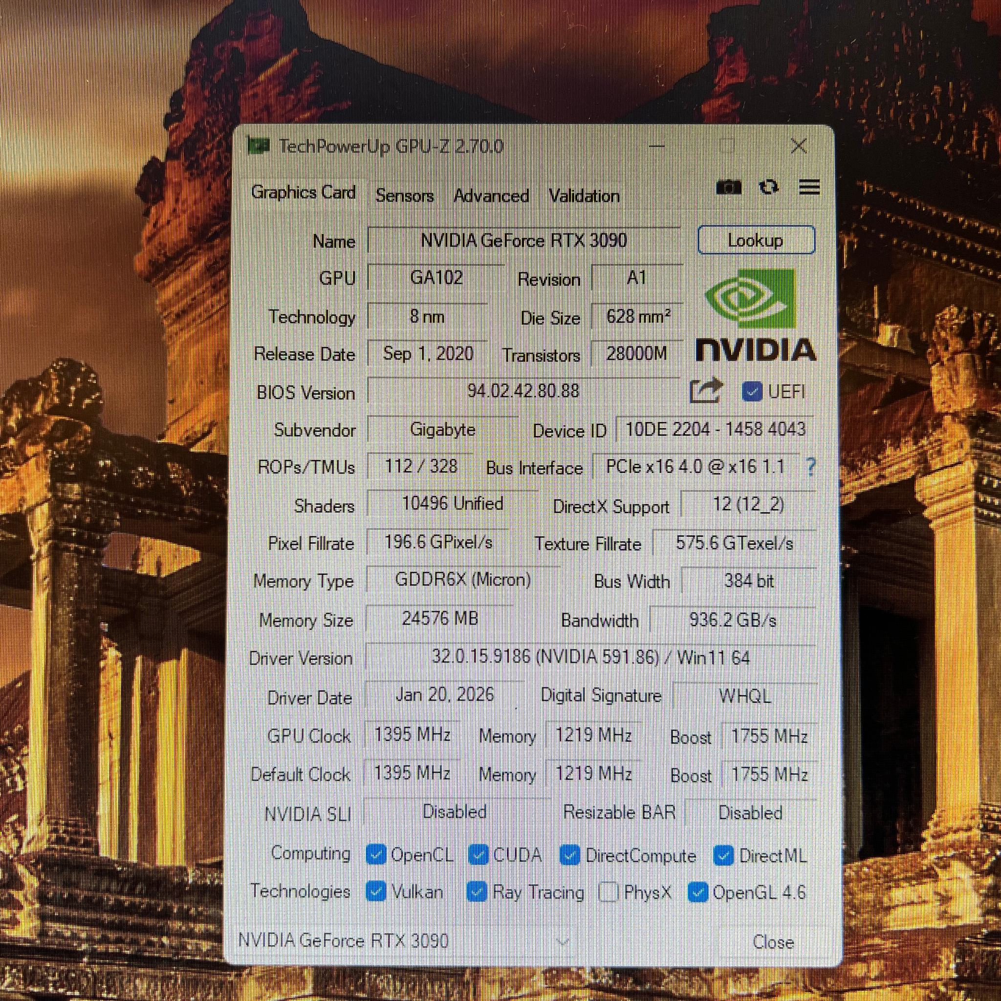 RTX 3090 24GB GDDR6X Gigabyte Gaming OC