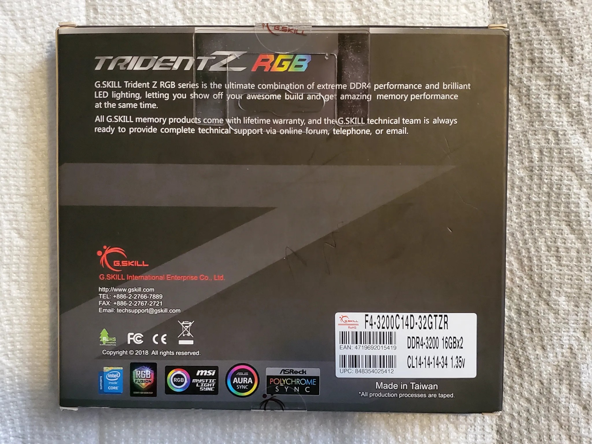 Almost new G.Skill TridentZ RGB 32GB (2 x 16GB) DDR4-3200 CL: 14-14-14-24 1.35v