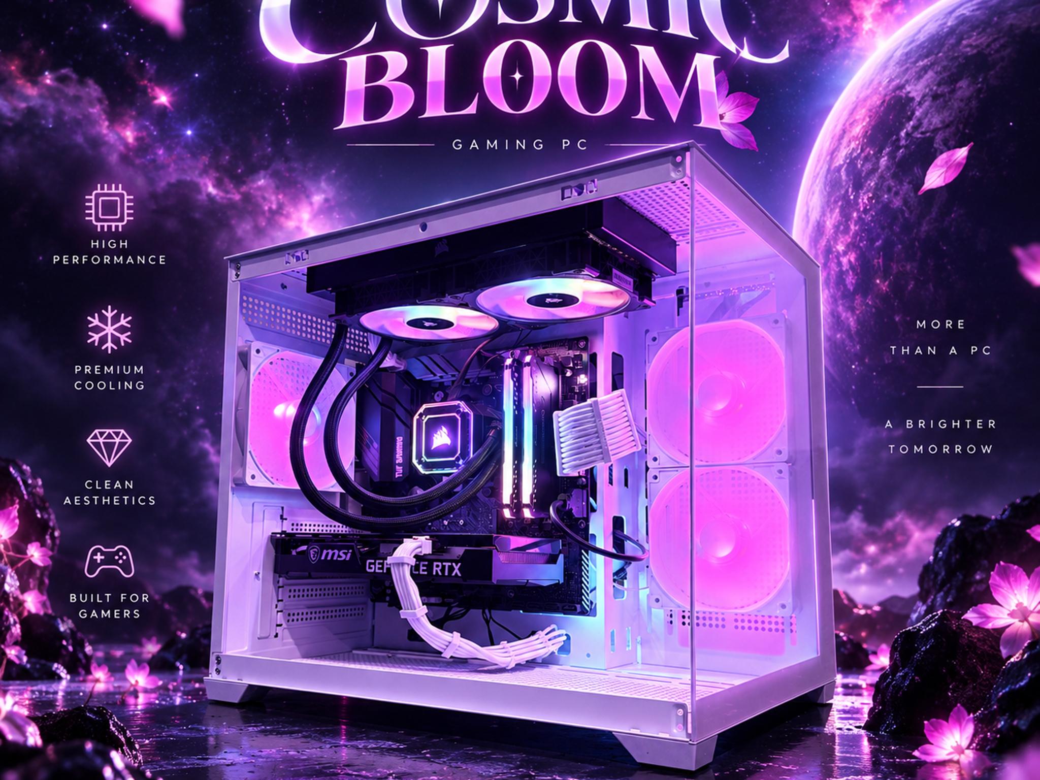 🌈"Cosmic Bloom"⚪️ | 1080p Gaming | Ryzen 7 5800X | RTX 3060 12GB | 32GB Ram | 1TB SSD | Free Ship