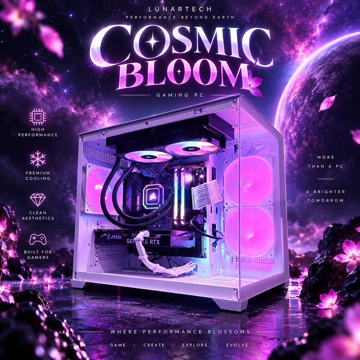 🌈"Cosmic Bloom"⚪️ | 1080p Gaming | Ryzen 7 5800X | RTX 3060 12GB | 32GB Ram | 1TB SSD | Free Ship