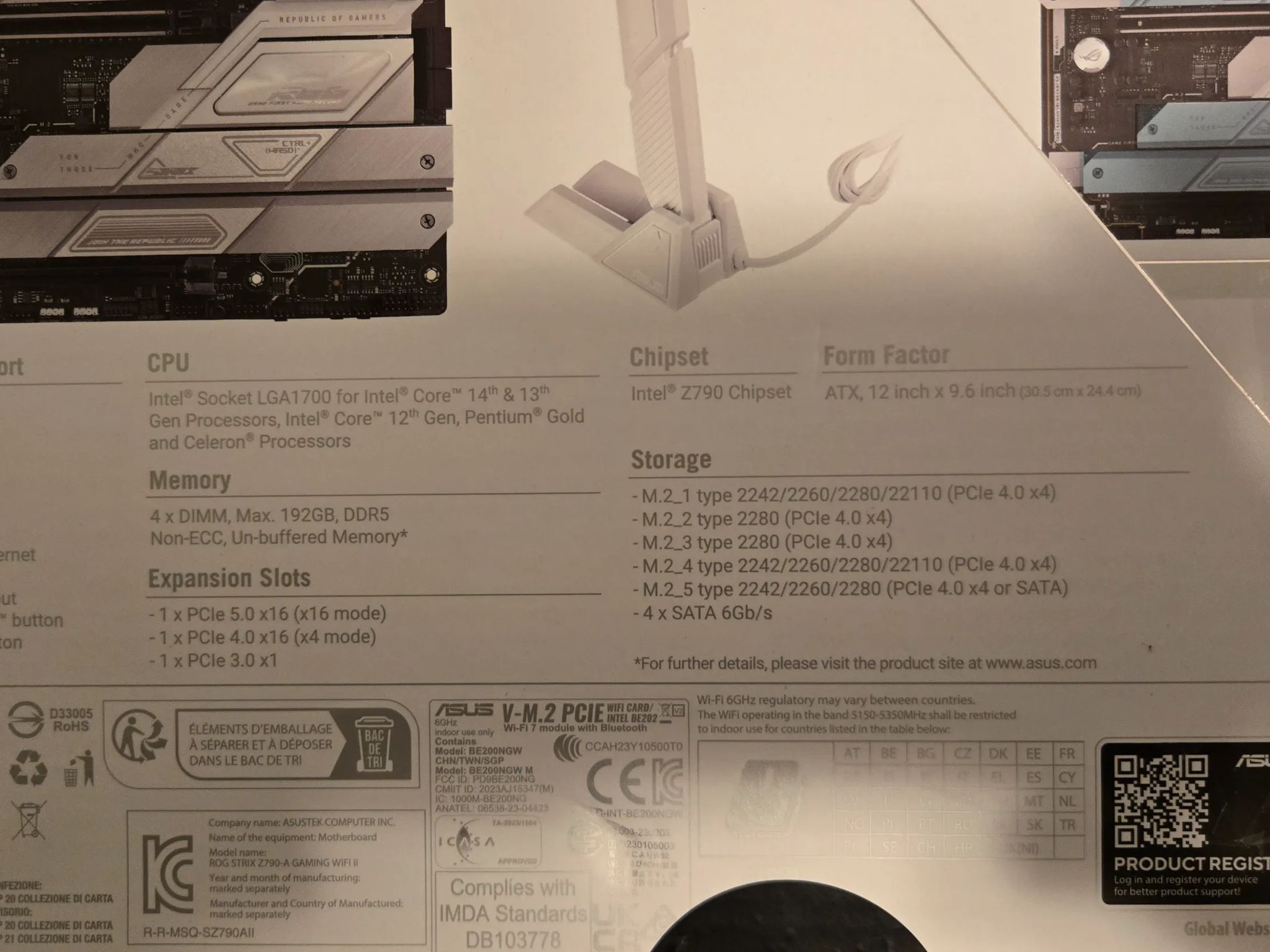 NEW IN BOX ASUS ROG STRIX Z790A WIFI II (WIFI 7) || LGA1700 || ATX || DDR5 || PCIE 5.0