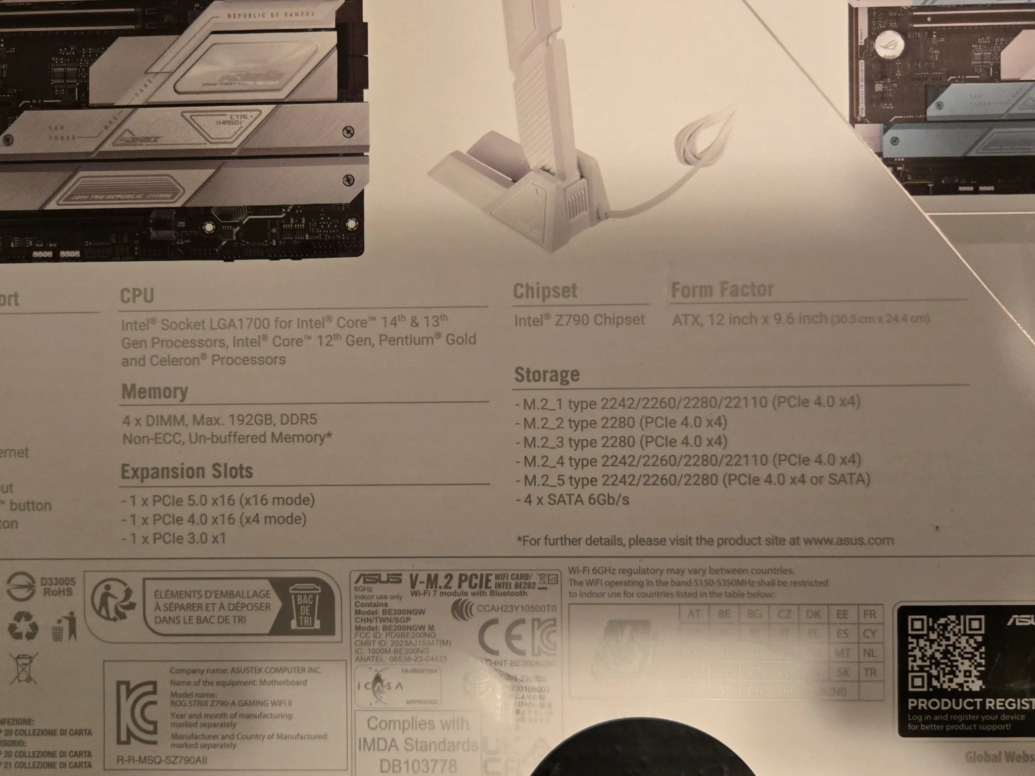 NEW IN BOX ASUS ROG STRIX Z790A WIFI II (WIFI 7) || LGA1700 || ATX || DDR5 || PCIE 5.0