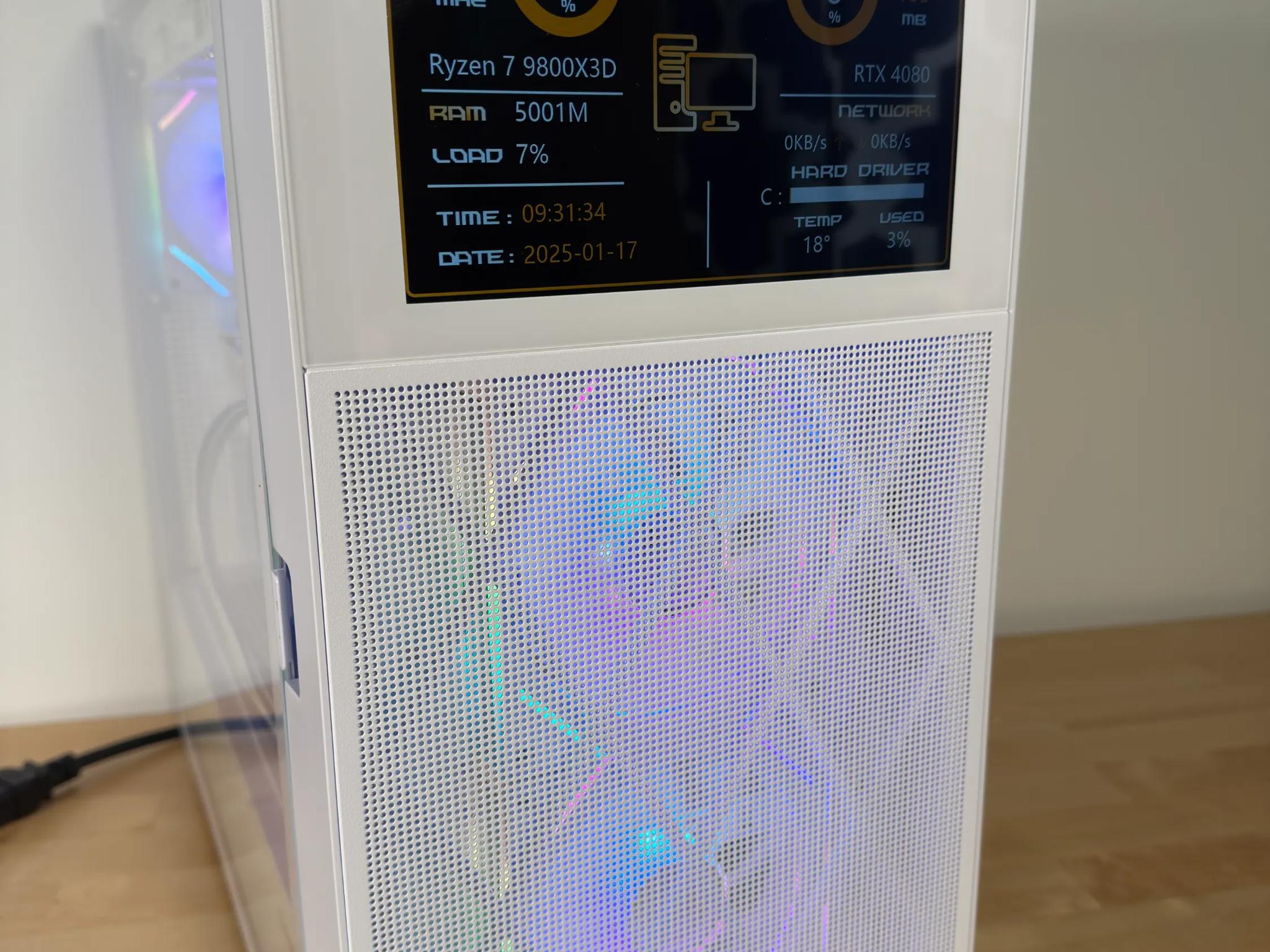 RTX 4080 Ryzen 9800X3D Gaming PC with Customizable Screen