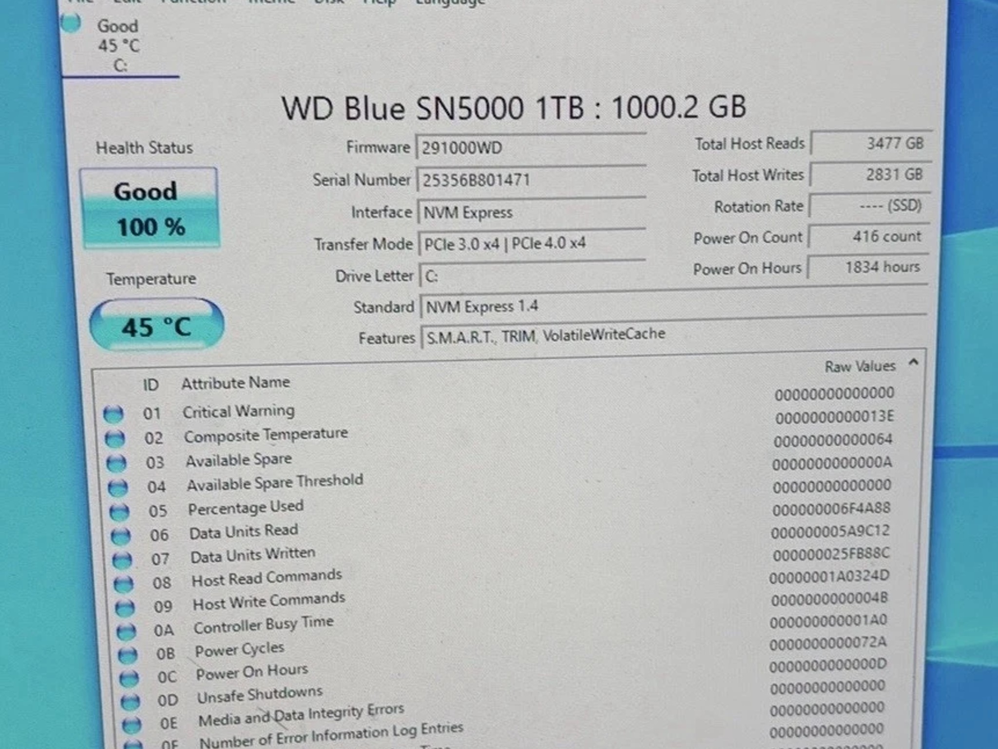Western Digital WD Blue 1TB, M.2 2280, Internal SSD (WDS100T2B0B)