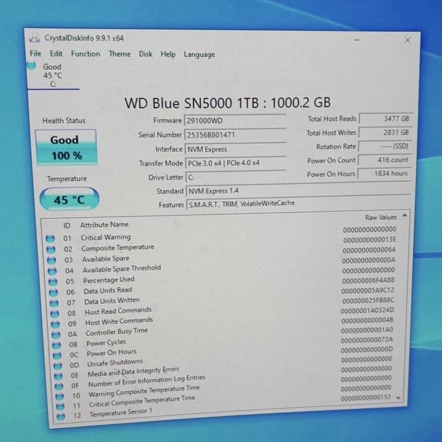 Western Digital WD Blue 1TB, M.2 2280, Internal SSD (WDS100T2B0B)