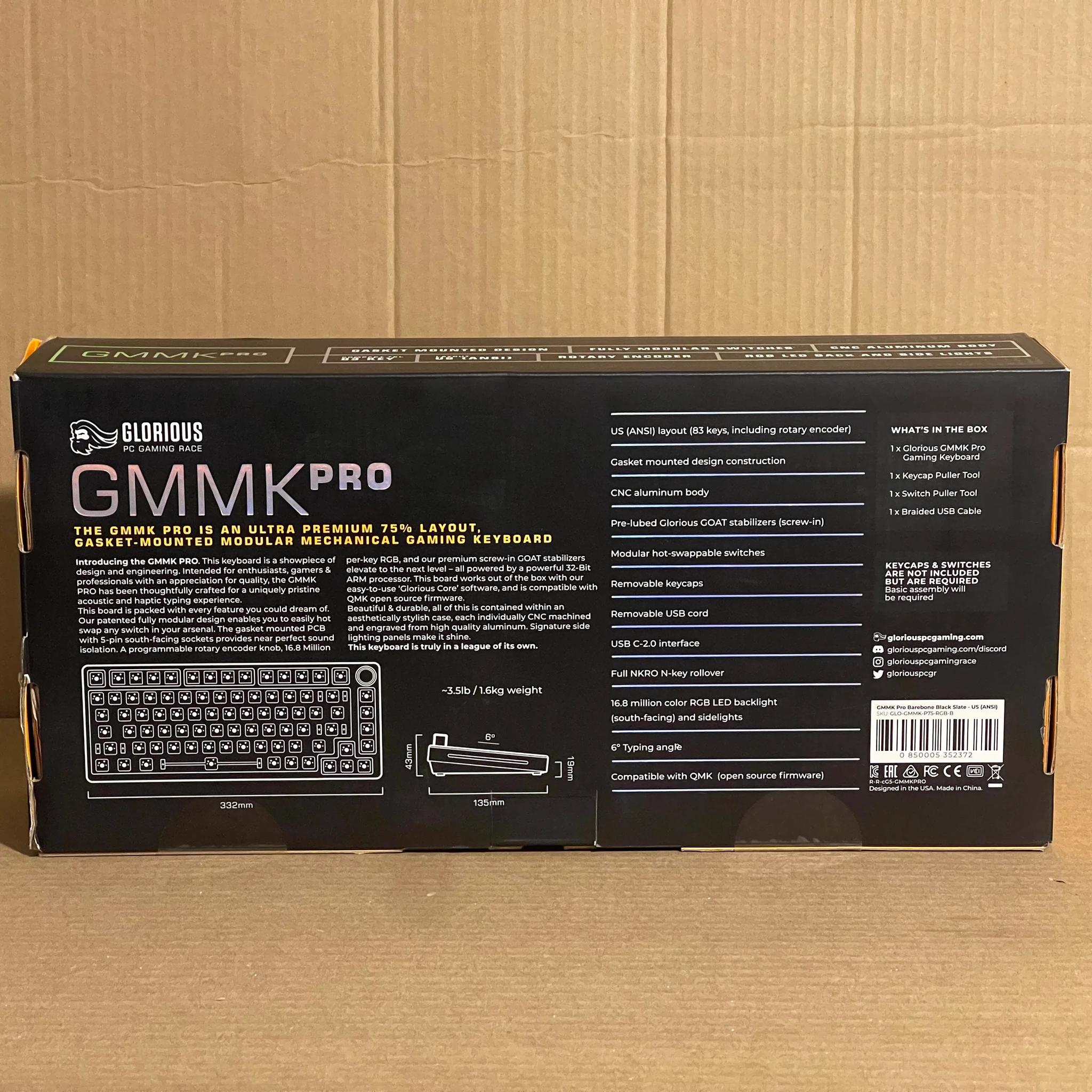 Glorious GMMK Pro Barebones Premium Black Slate Keyboard