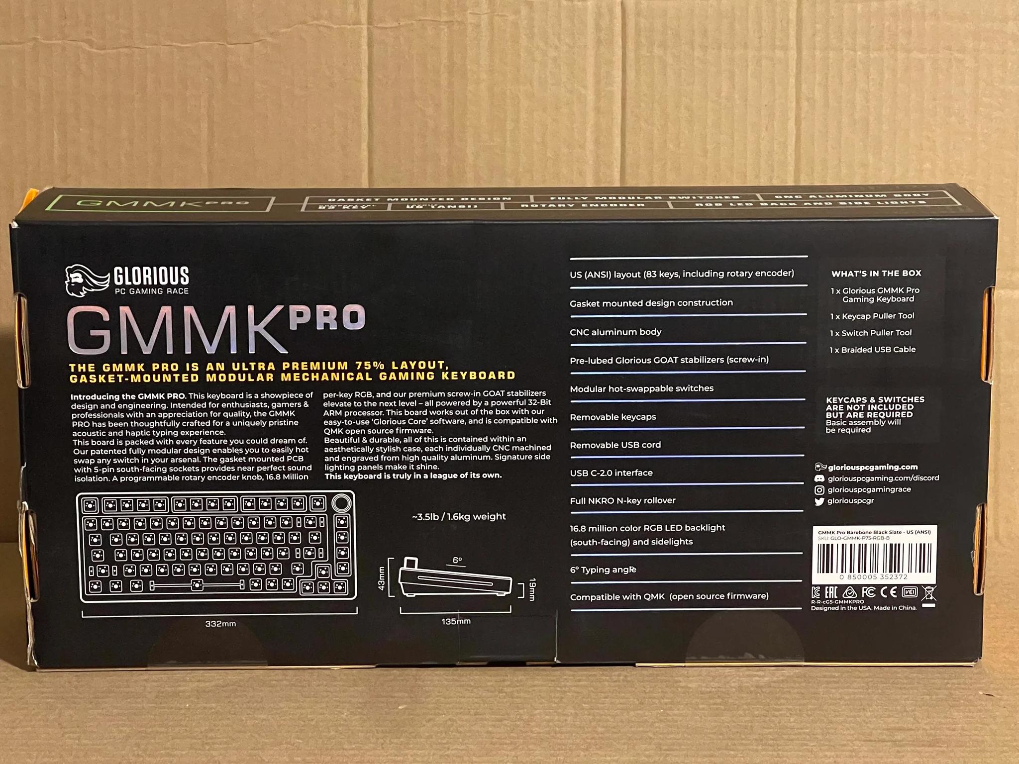 Glorious GMMK Pro Barebones Premium Black Slate Keyboard