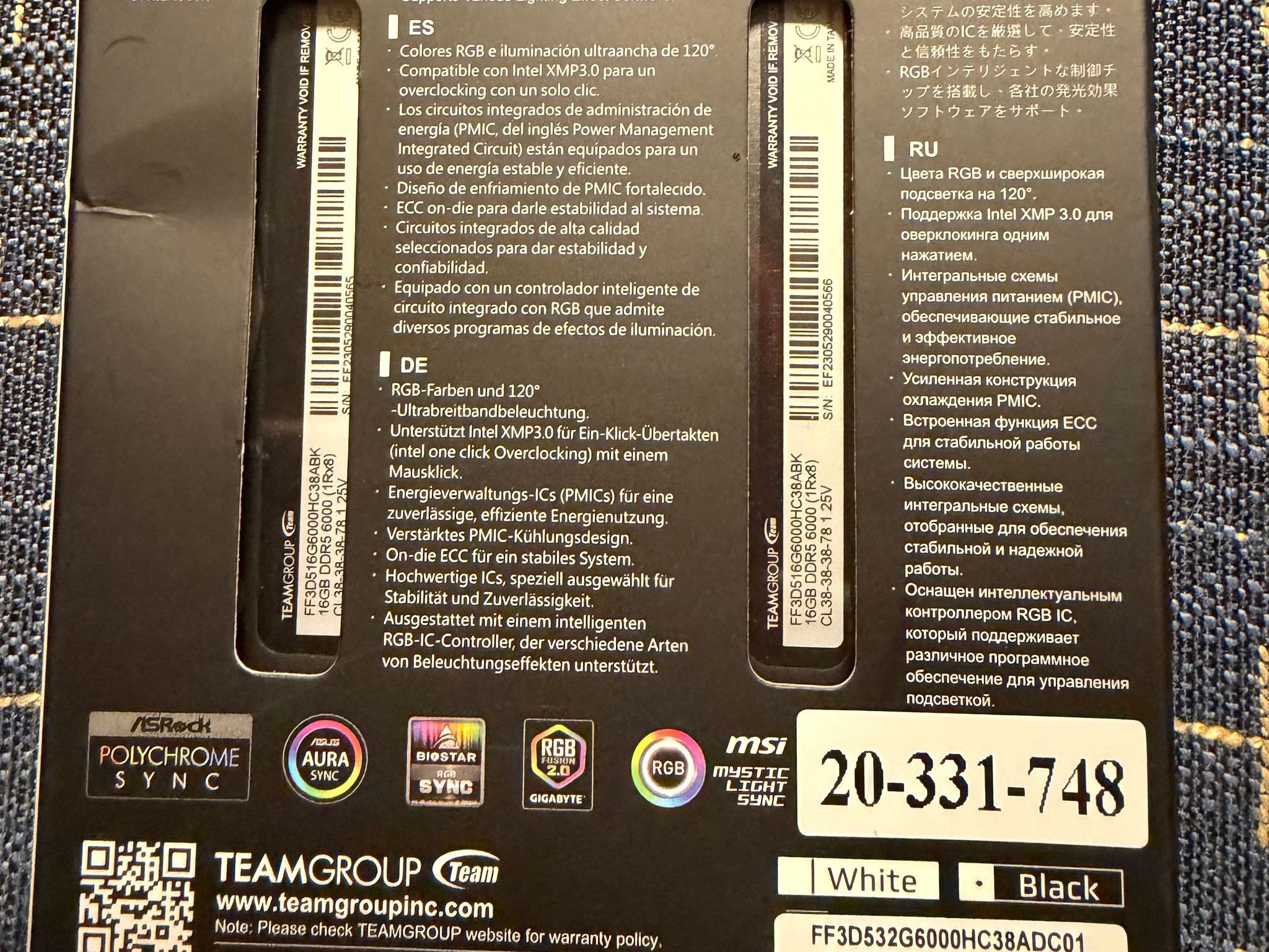 TEAMGROUP T-Force Delta RGB DDR5 32GB DDR5-6000 (2x16GB)