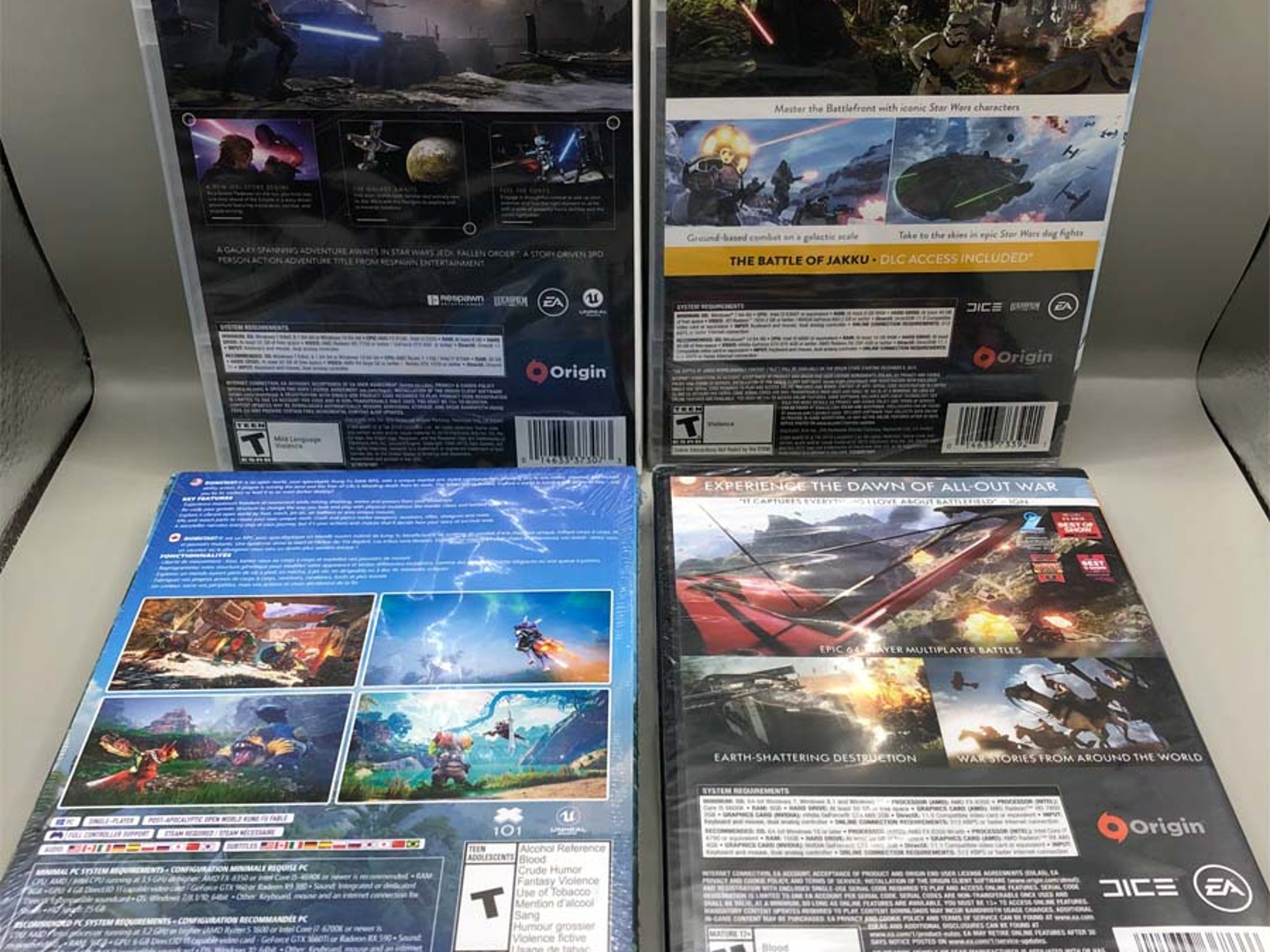 Star Wars PC games LOT & More , Fallen Order | Battlefront | Battlefield 1 | Biomutant