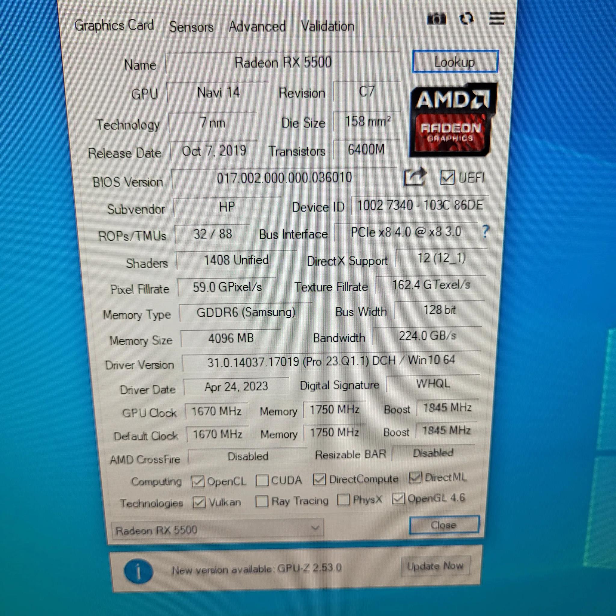 AMD Radeon RX 5500 4gb