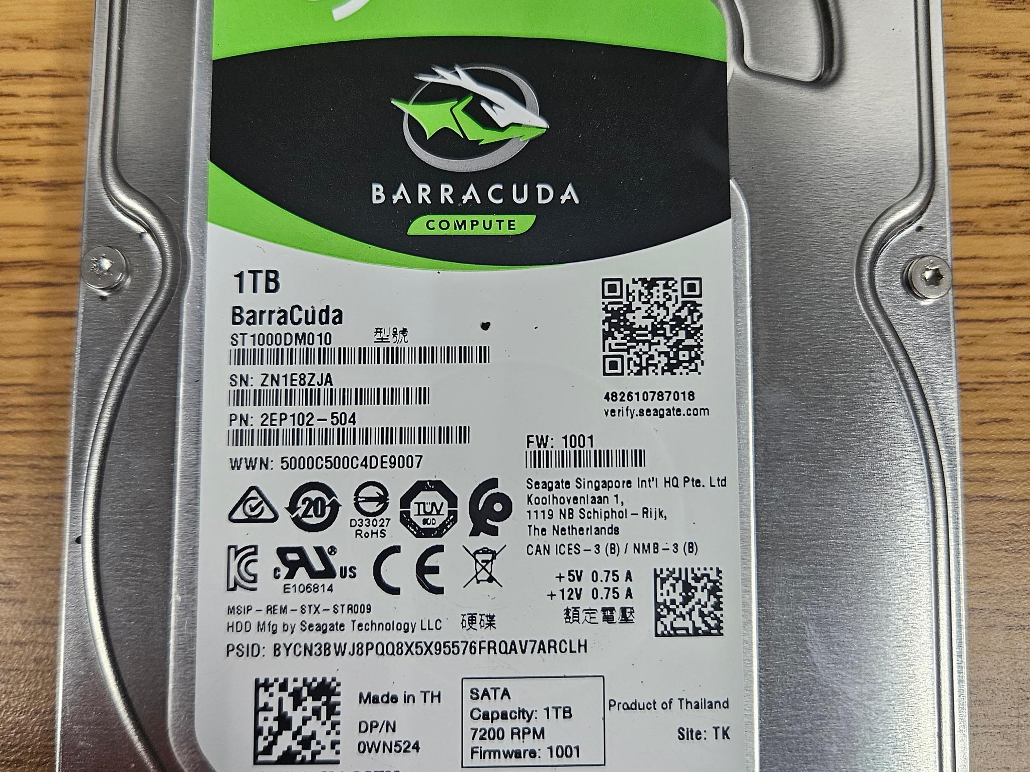 Seagate Barracuda 1TB SATA HDD