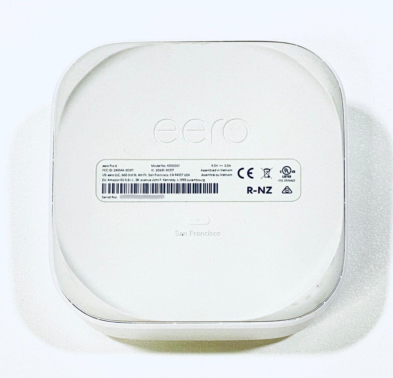 EERO Pro 6 Tri-band Wi-Fi 6 Gigabit Speed Mesh Wi-Fi Router K010001