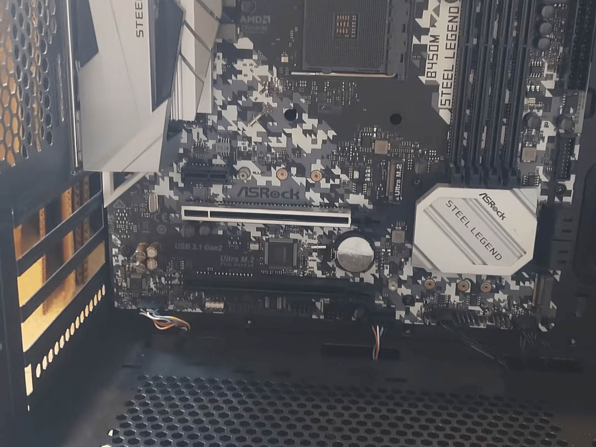 Gaming Motherboard and Case, ASROCK b450m Steel Legend, Montech Air 100