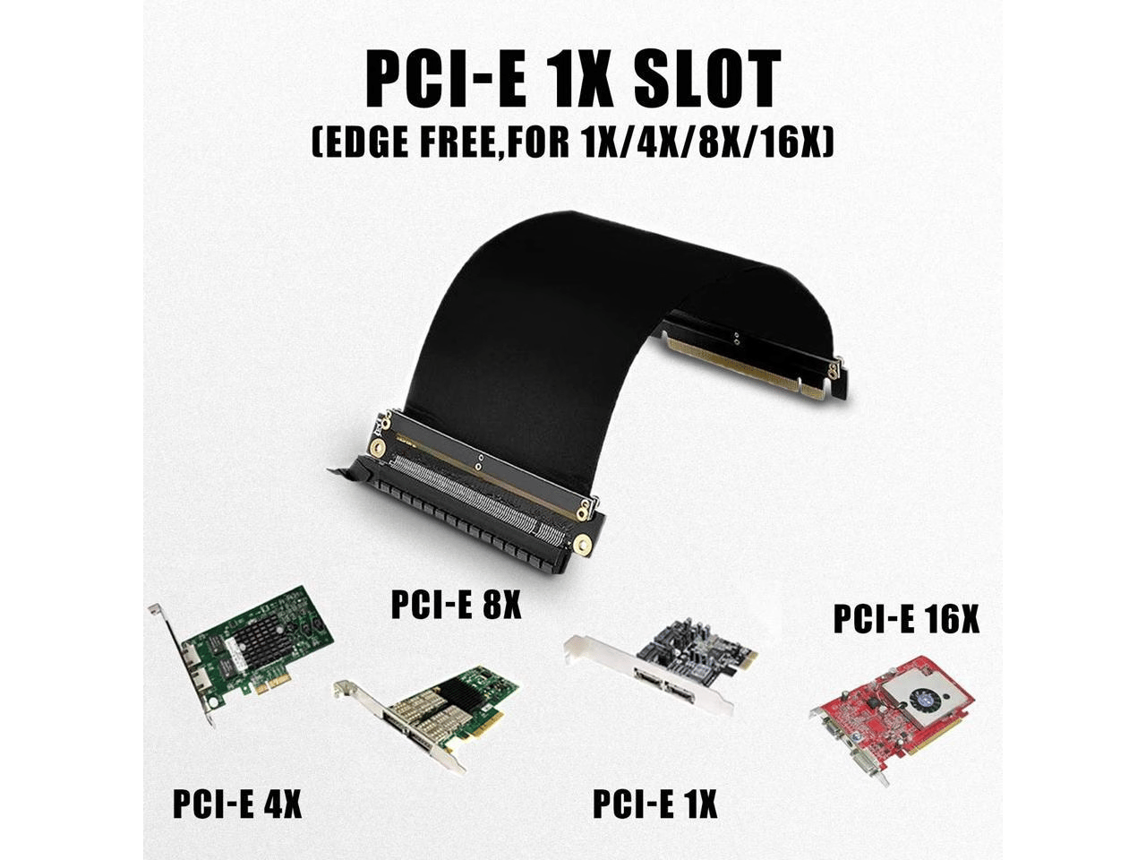 Asiahorse PCI Express PCIe 3.0 16x Flexible Cable High Speed Riser Card (20cm-90 Degrees)