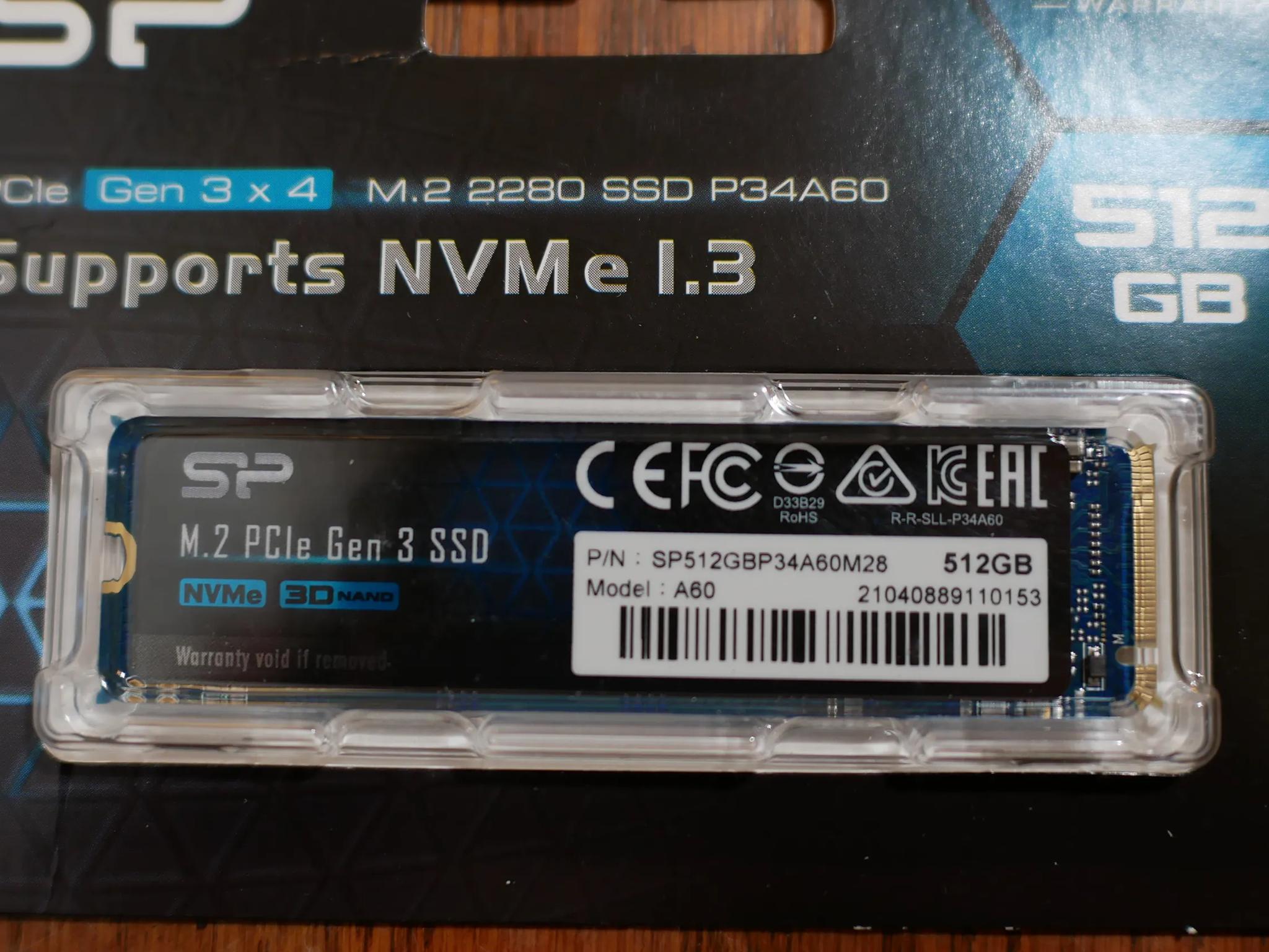 Silicon Power 512GB NVMe M.2 PCIe Gen3x4 2280 SSD SP512GBP34A60M28