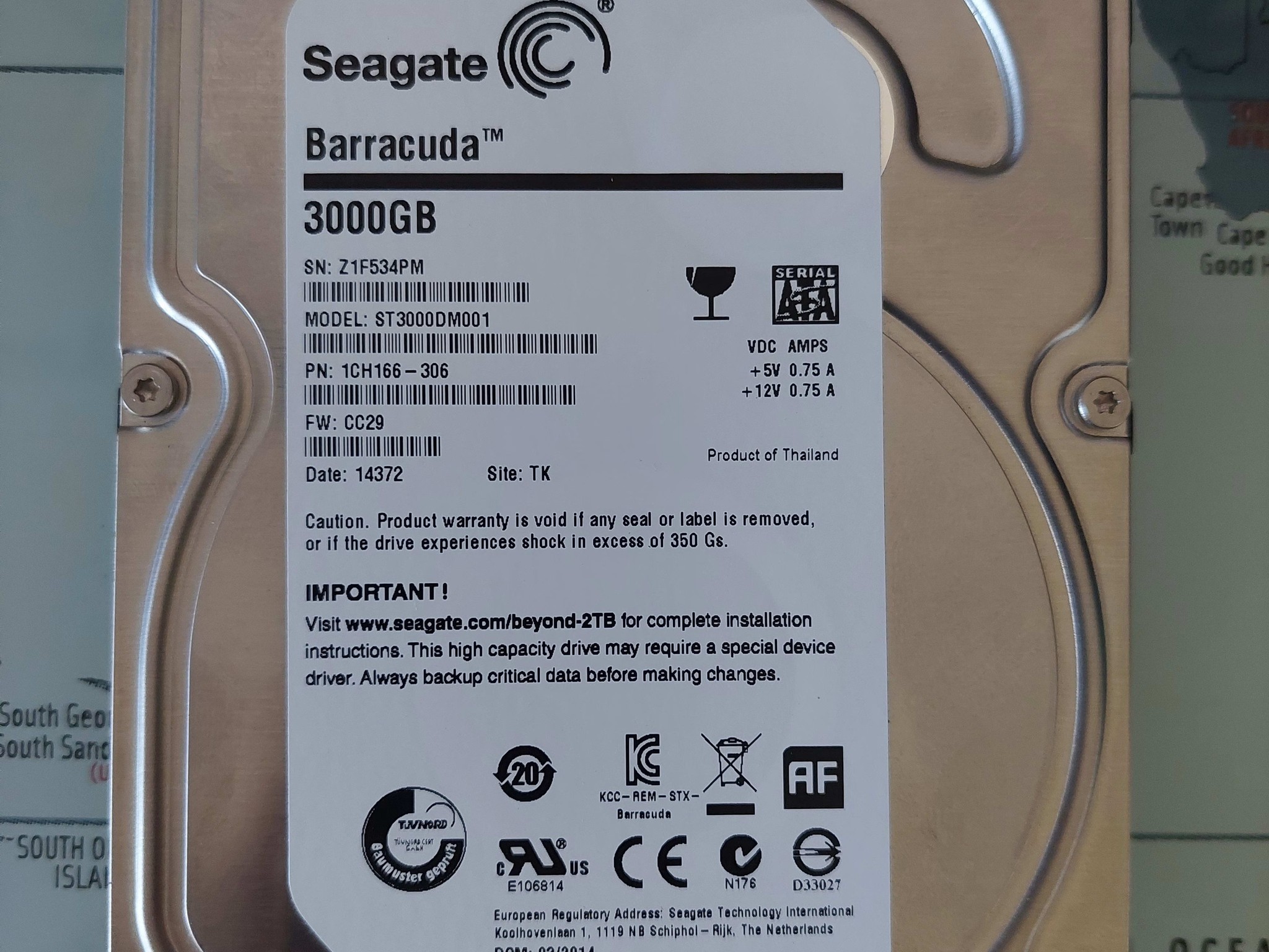 Used 3 TB Seagate Internal Hard Drive 7200RPM