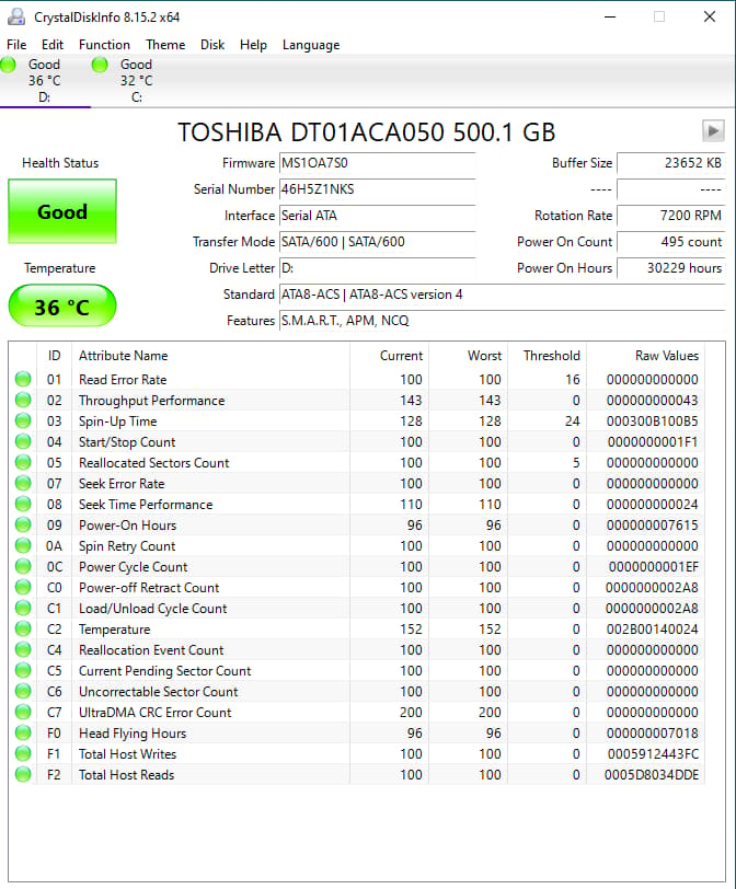 500GB Toshiba 7,200RPM Internal 3.5" Hard Drive