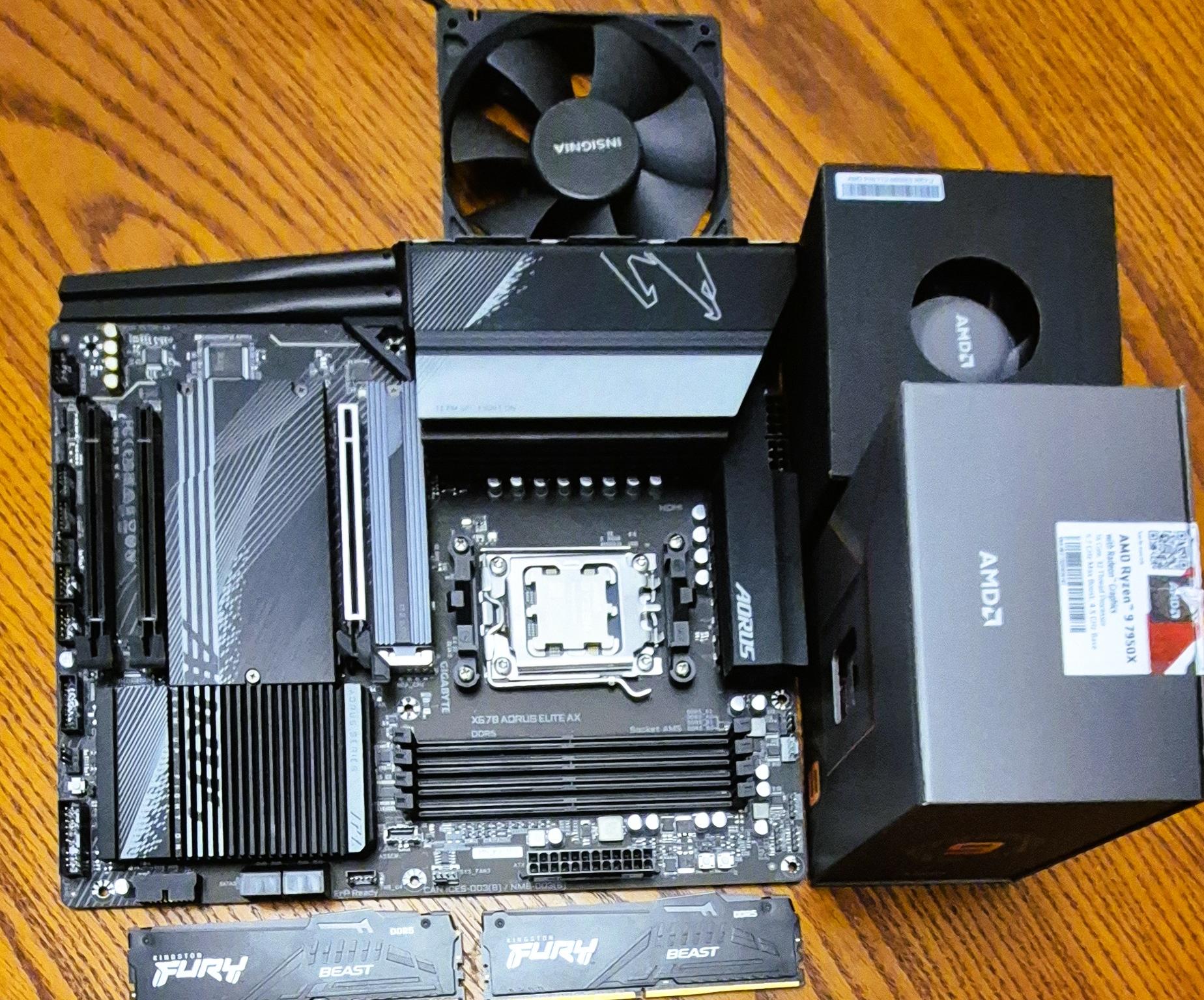 Bundle GIGABYTE X670 AORUS Elite AX AM5 AMD X670 DDR5 Motherboard; Ryzen 9 7950x CPU, 32GB DDR5 RAM
