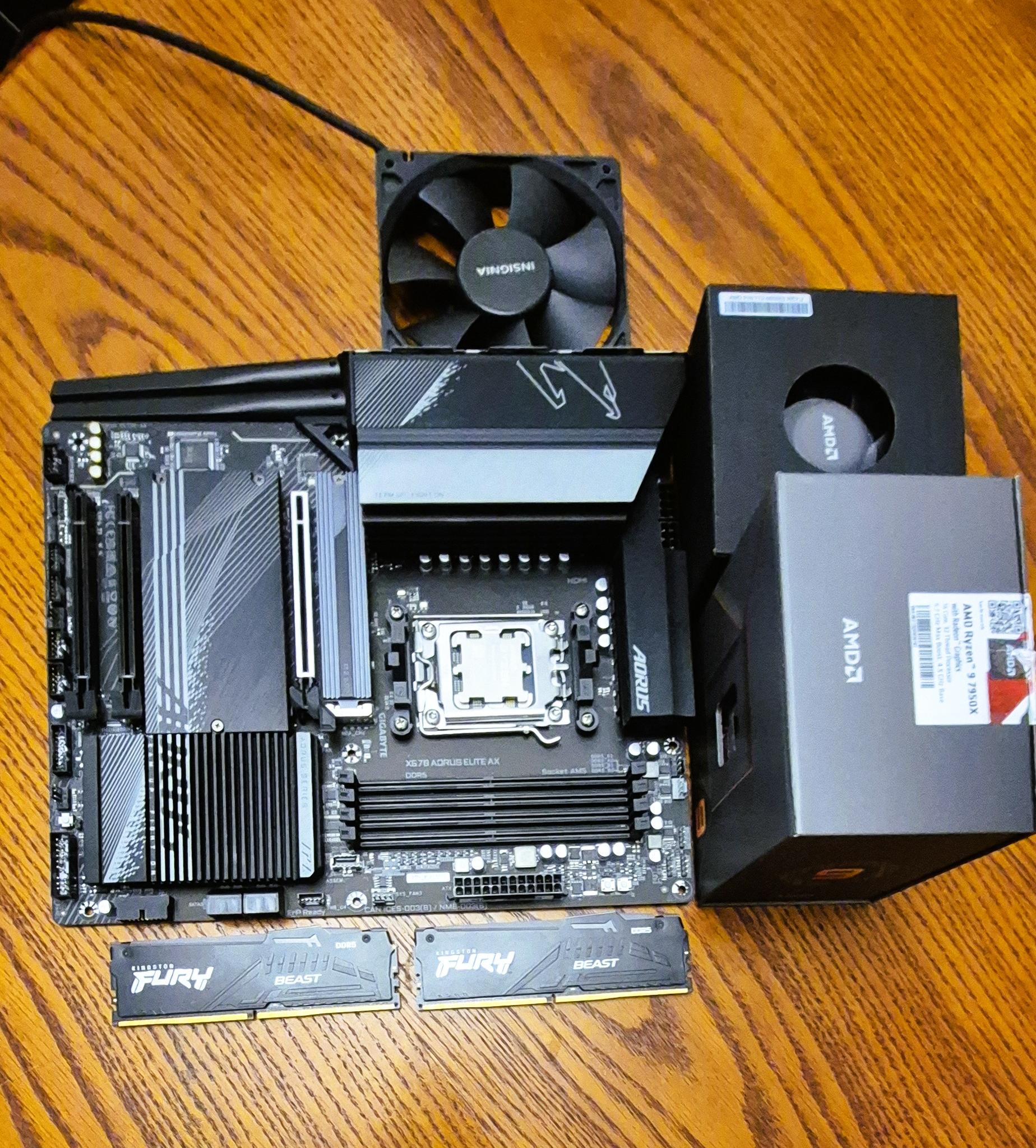 Bundle GIGABYTE X670 AORUS Elite AX AM5 AMD X670 DDR5 Motherboard; Ryzen 9 7950x CPU, 32GB DDR5 RAM