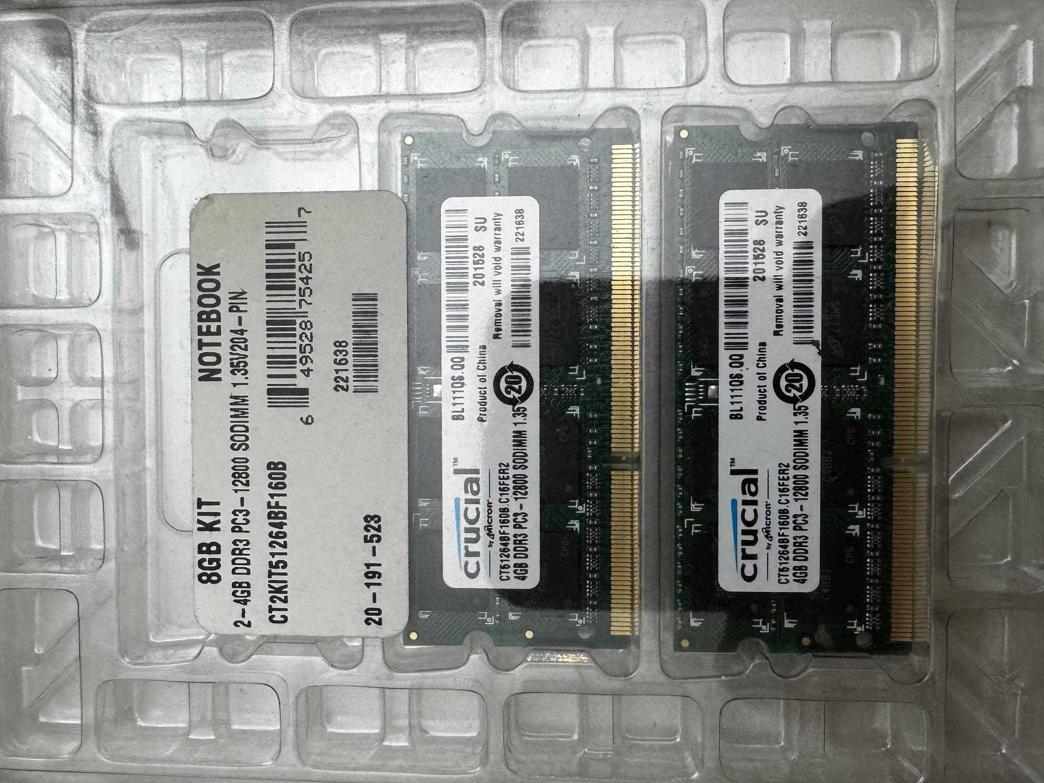 DDR3 Crucial 8GB (4x2) RAM