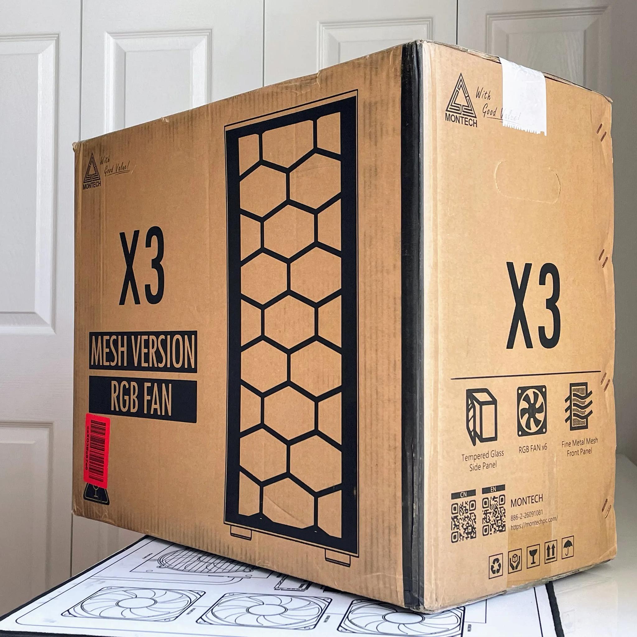BNIB Montech X3 Mesh Tempered Glass Mid-Tower ATX PC Case - White w/ 6x Preinstalled 120mm RGB Fans