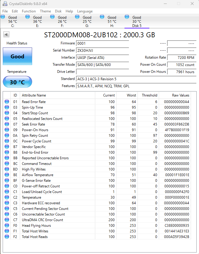 [Excellent Condition] Seagate BarraCuda 2TB HDD (7200 RPM) - 100% Healthy & Securely Wiped