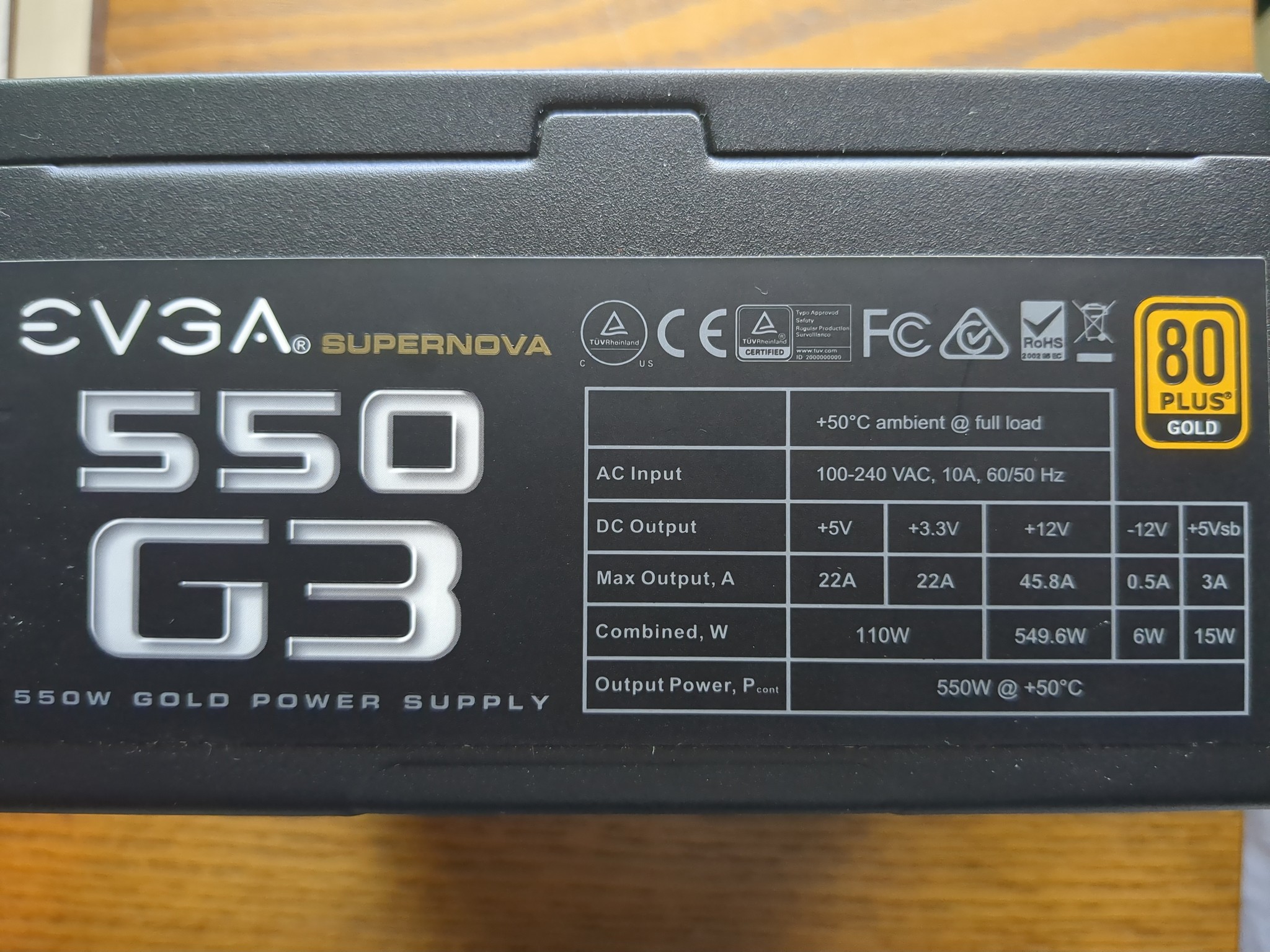 EVGA SuperNOVA 550 G3 80+ Gold power supply